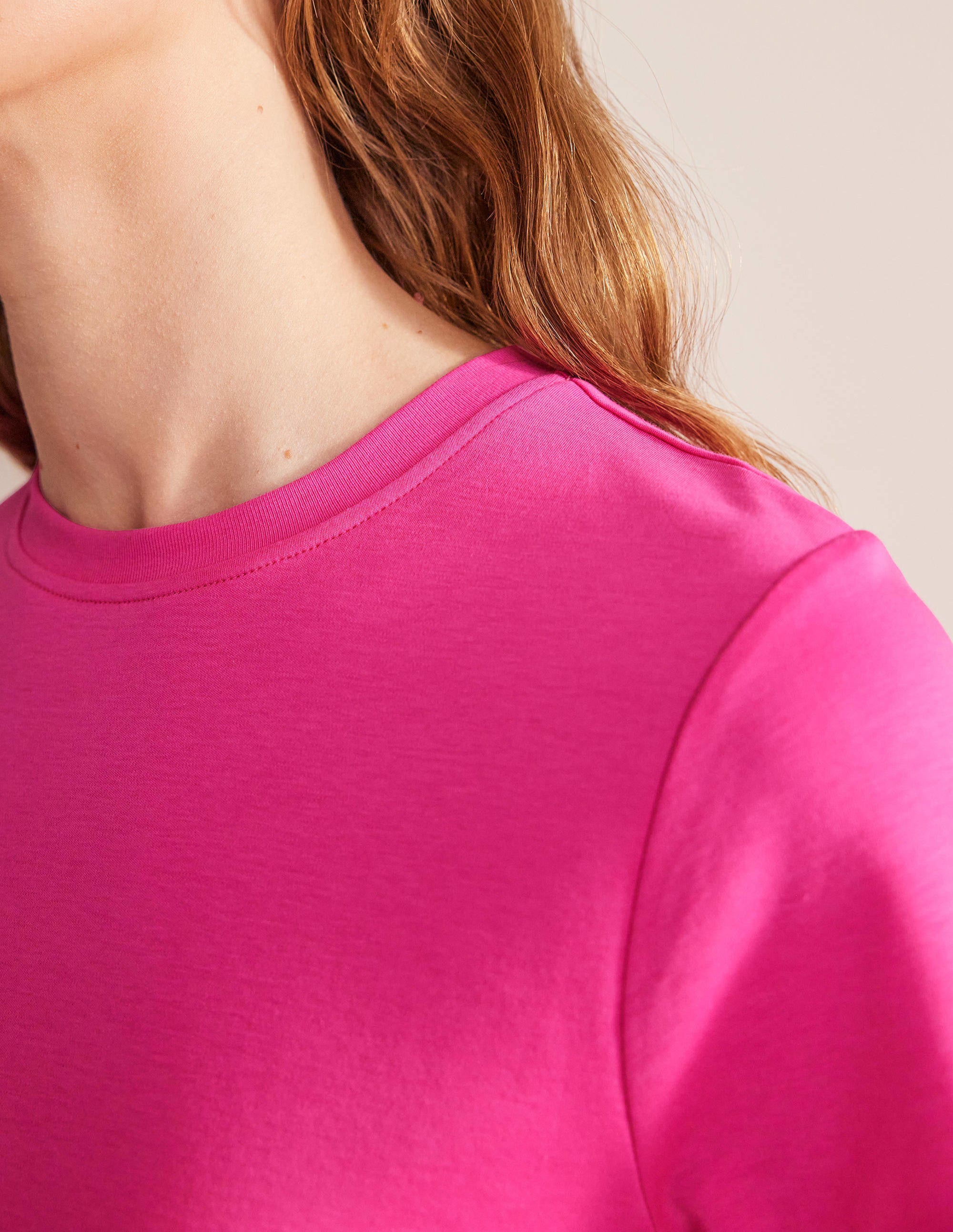 Cotton Crew Neck T-Shirt-Fuchsia Fedora - Image 4