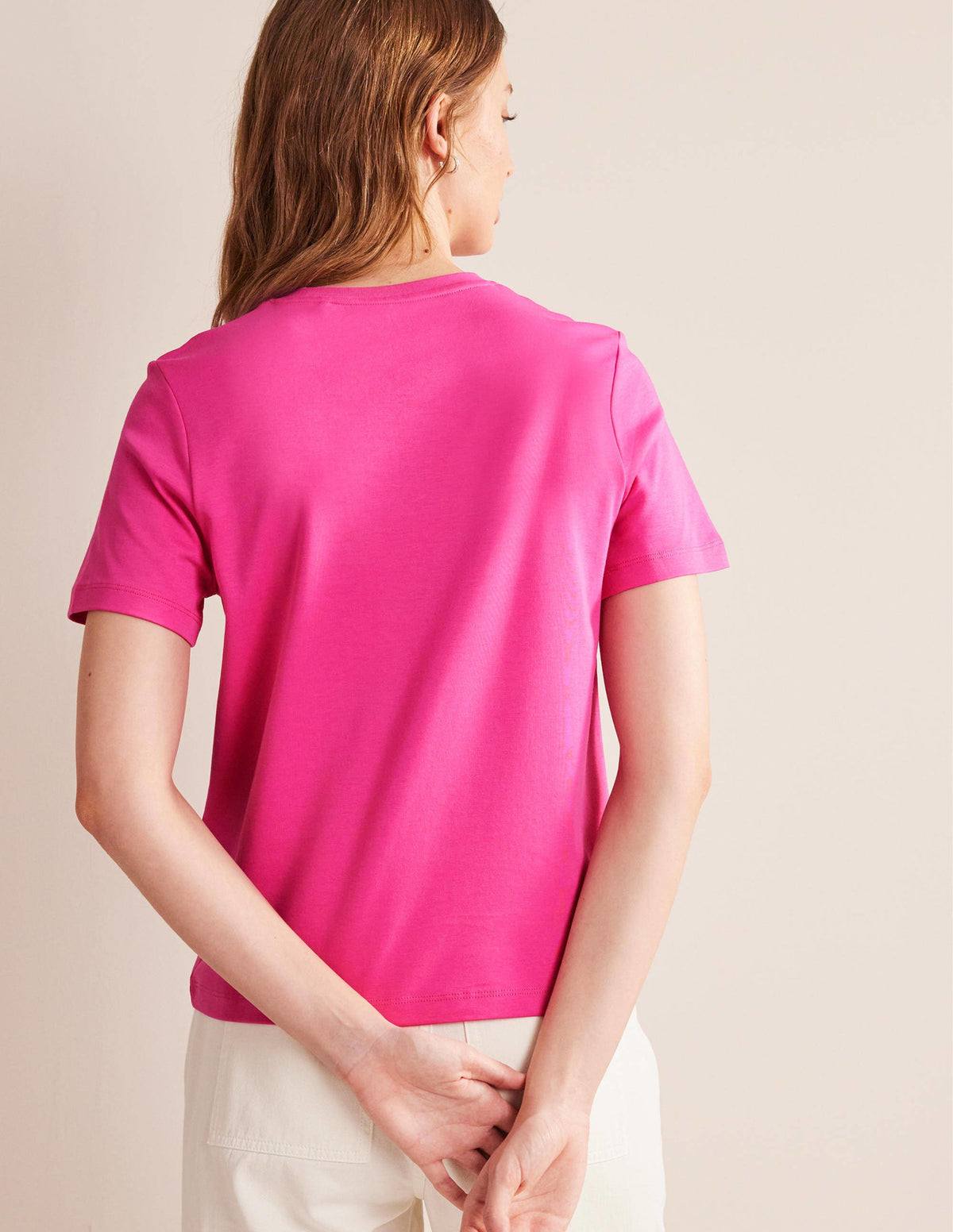 Cotton Crew Neck T-Shirt-Fuchsia Fedora - Image 5