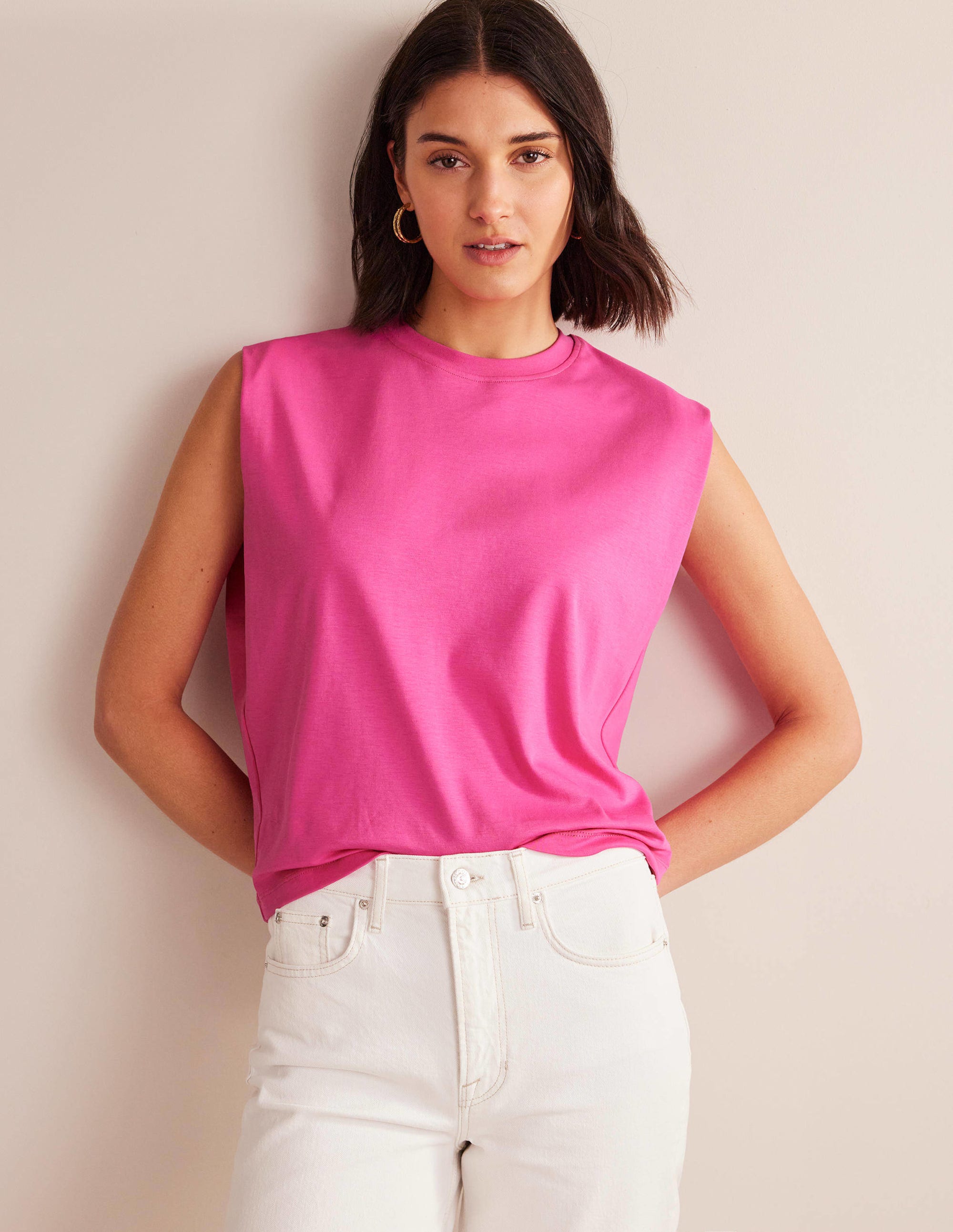Perfect Cotton Sleeveless Top-Fuchsia Fedora - Image 1