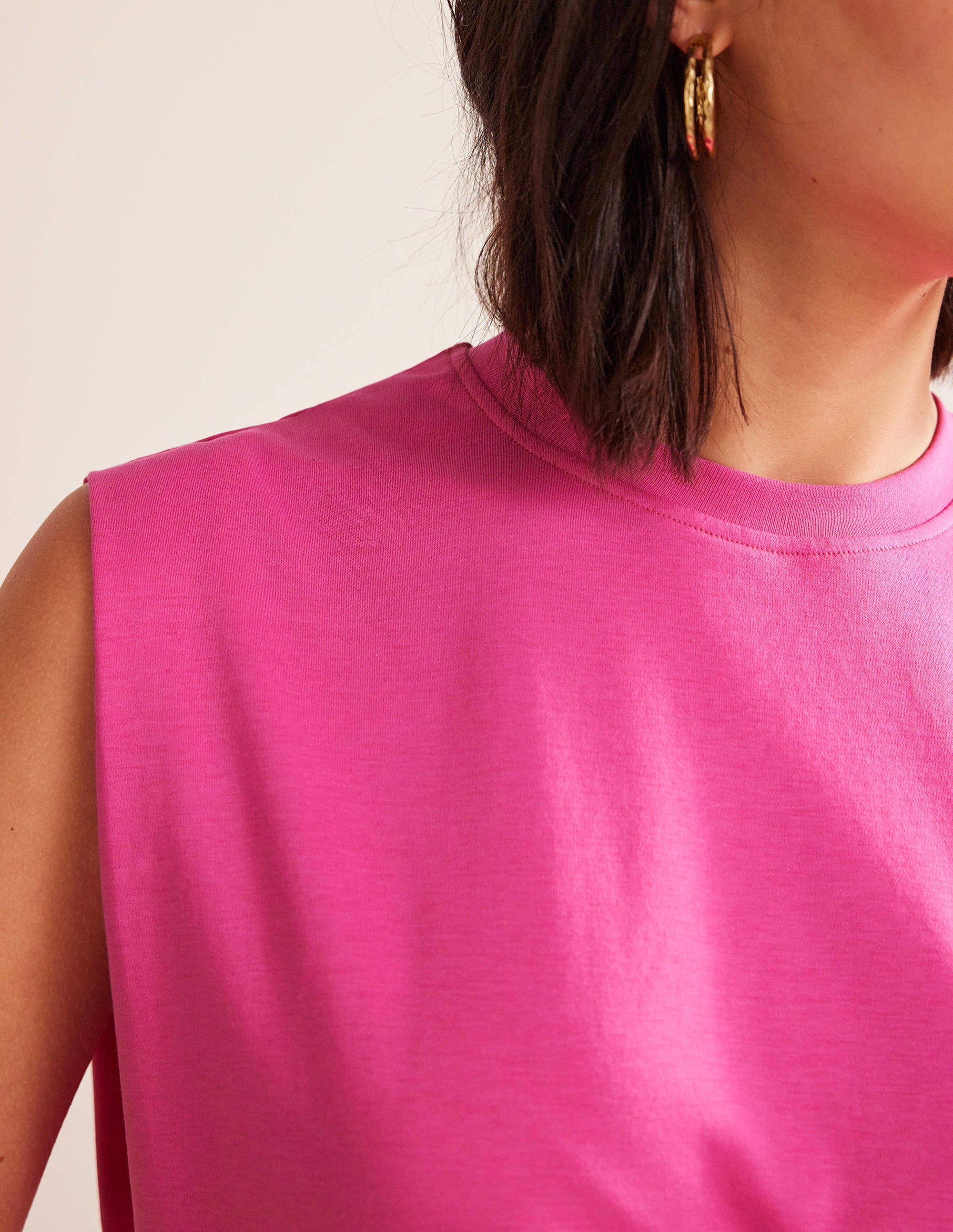 Perfect Cotton Sleeveless Top-Fuchsia Fedora - Image 2