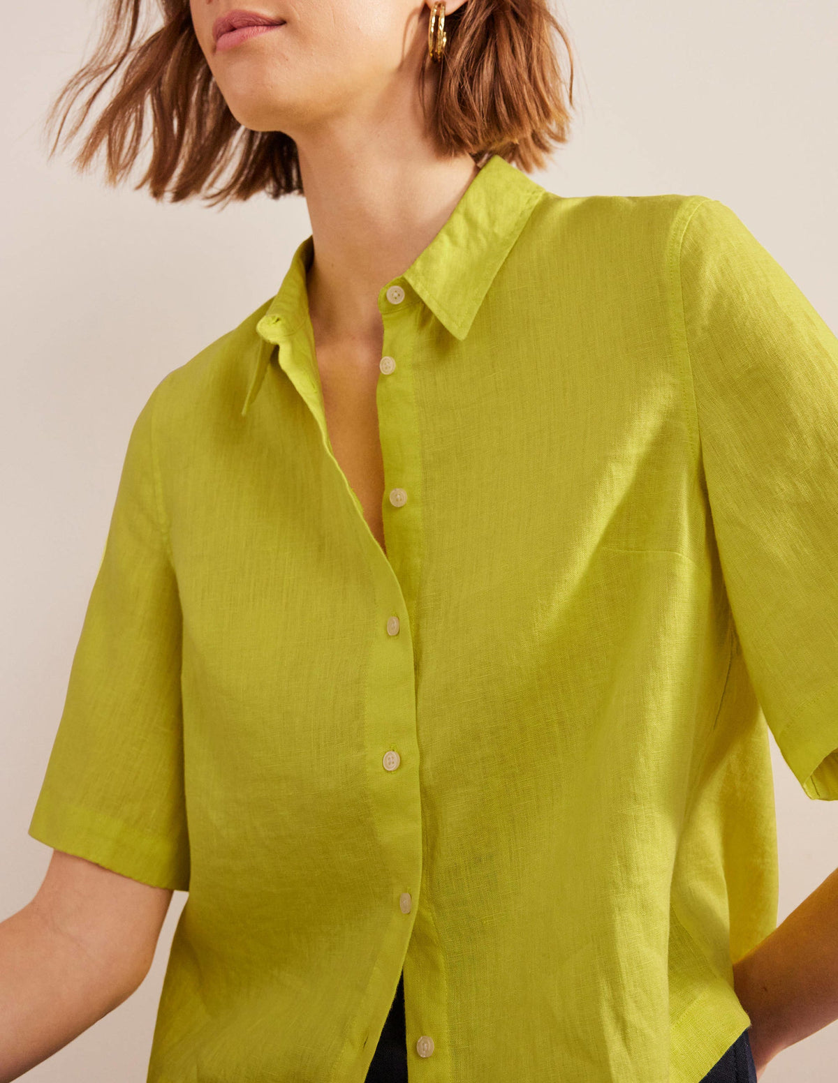 Short Sleeve Linen Shirt-Citrus - Image 2