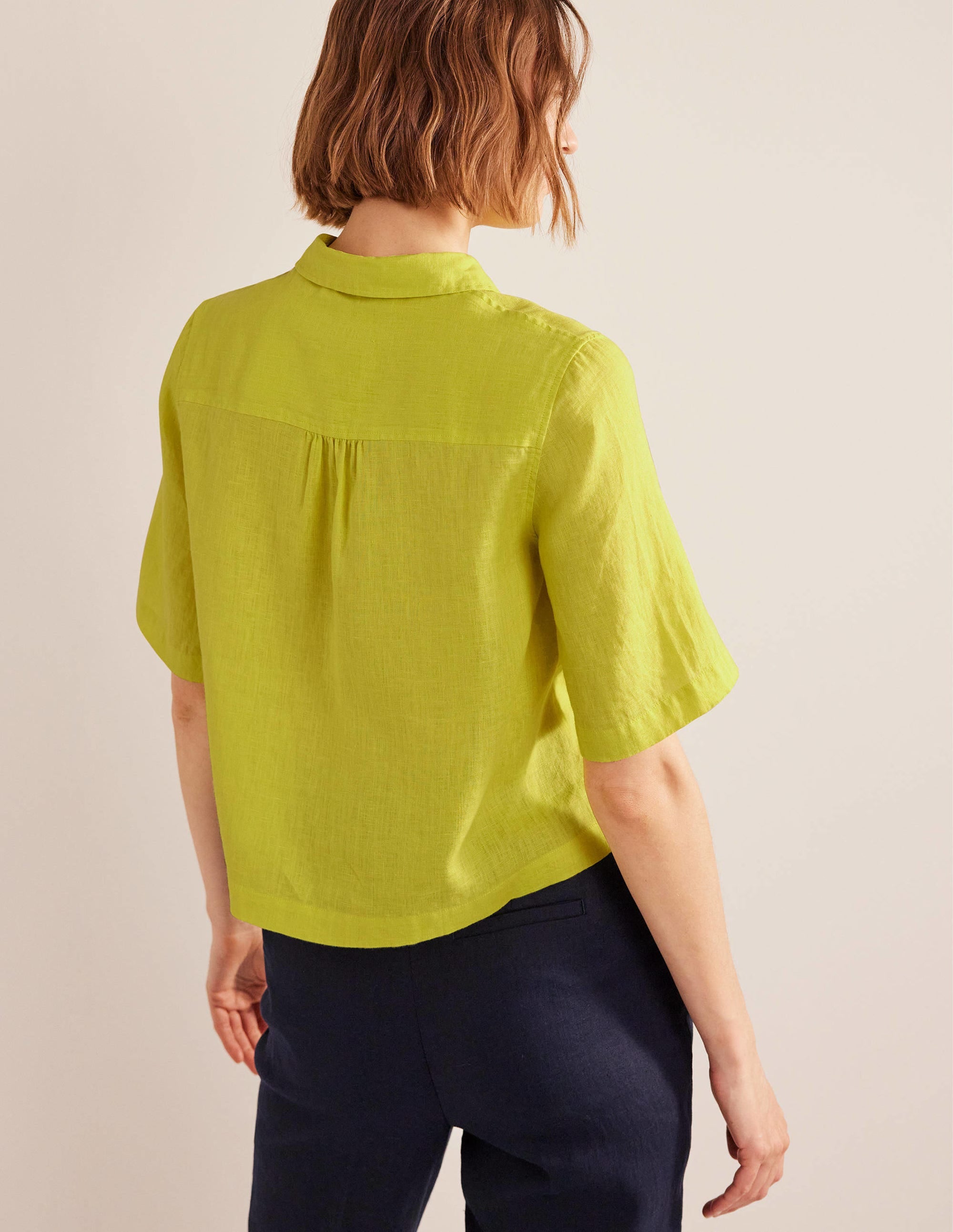 Short Sleeve Linen Shirt-Citrus - Image 3