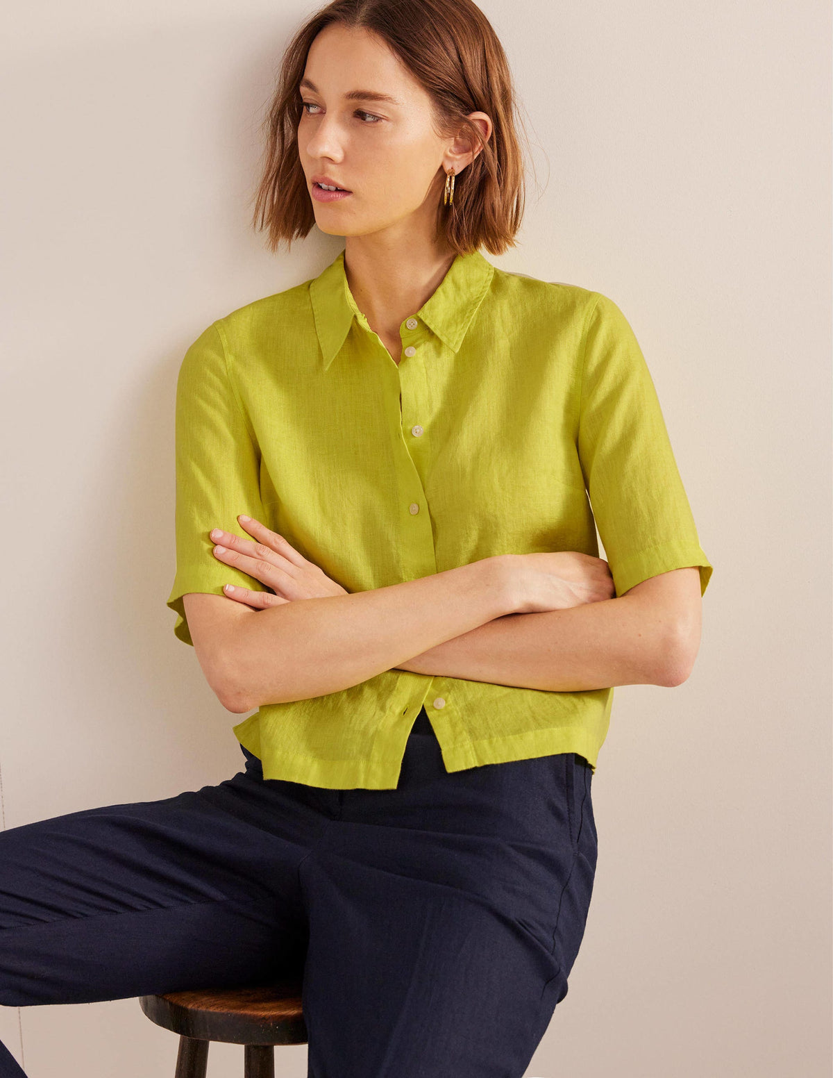Short Sleeve Linen Shirt-Citrus - Image 4