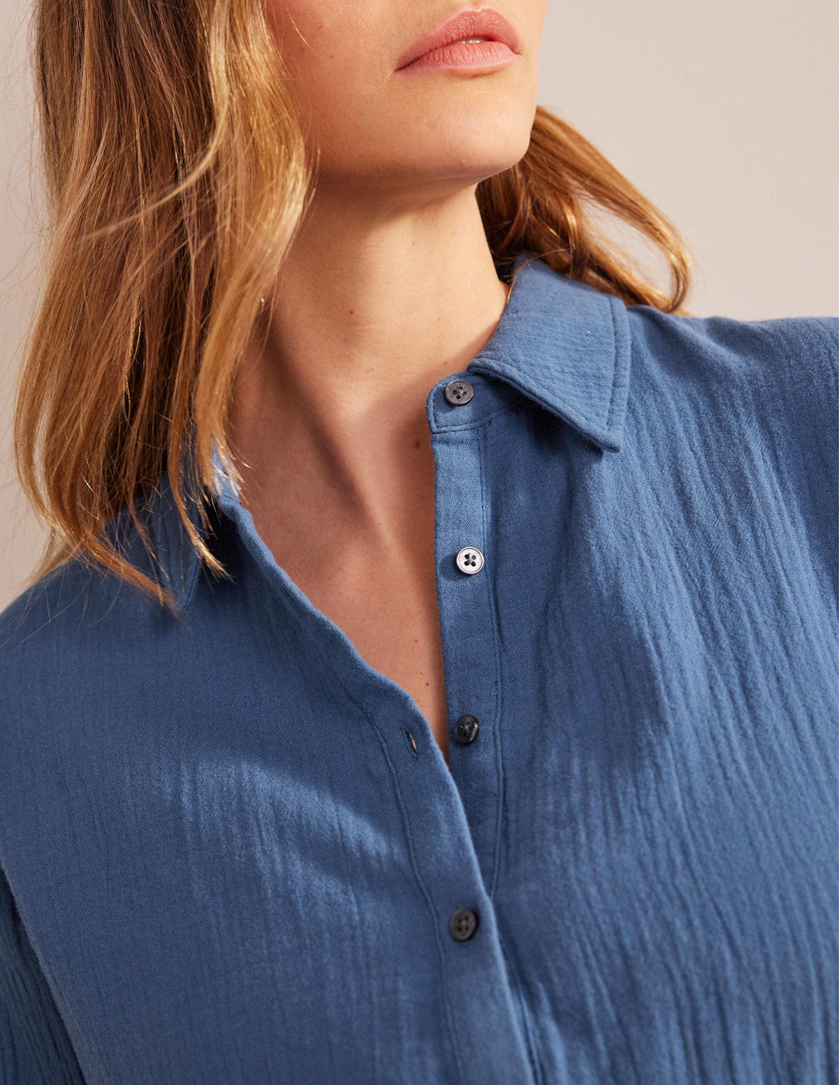Cotton Texture Shirt-True Navy - Image 2