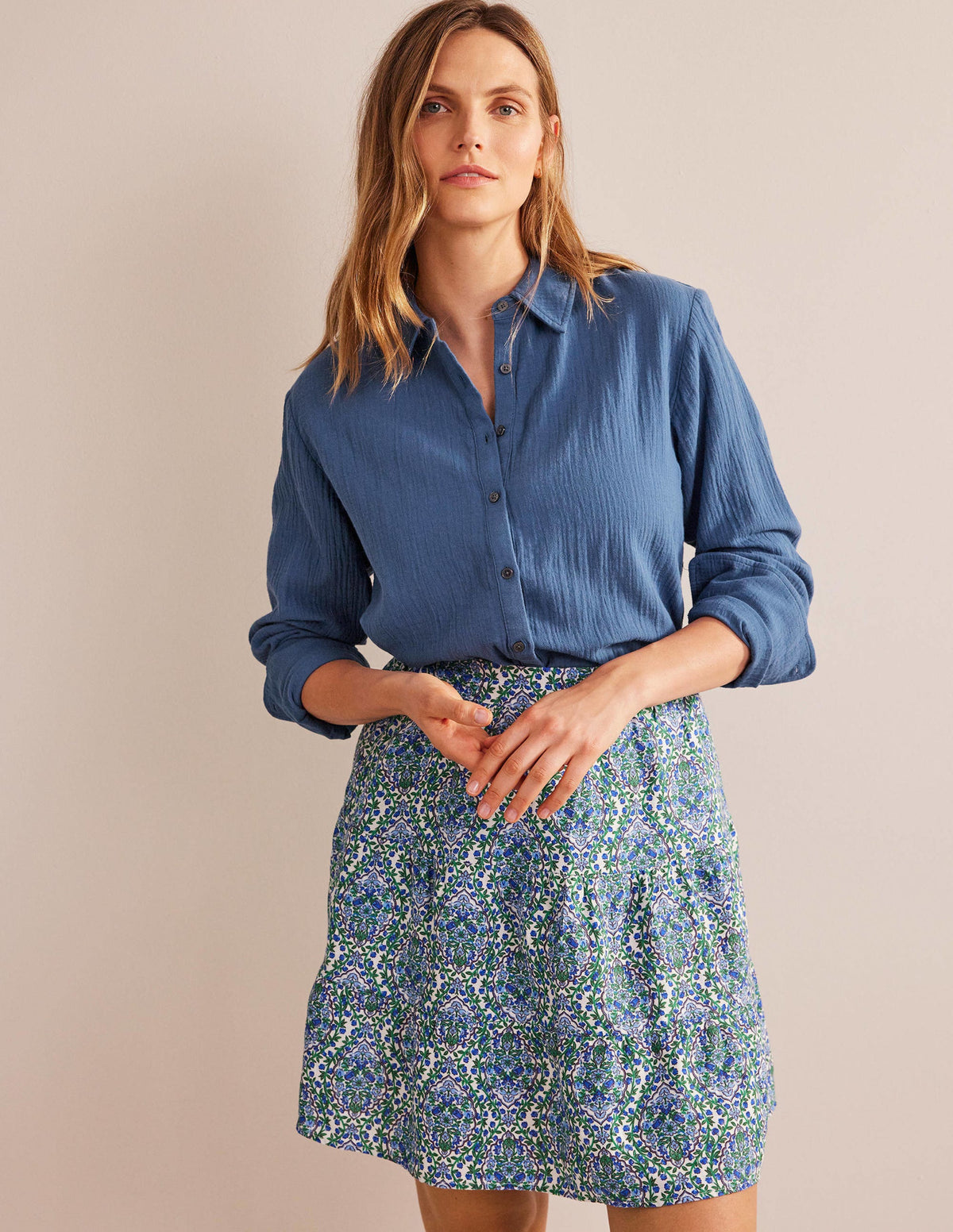 Cotton Texture Shirt-True Navy - Image 4
