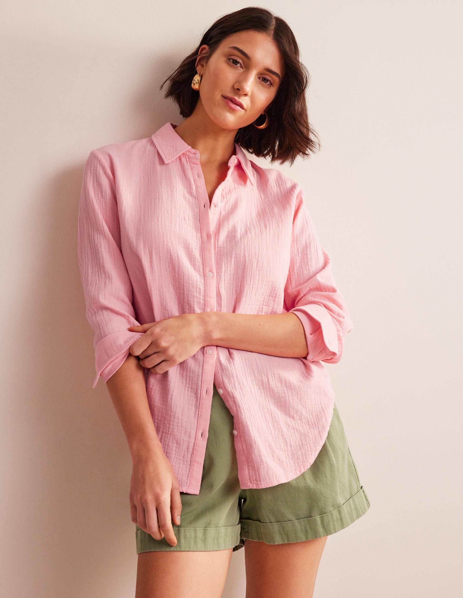 Cotton Texture Shirt-Dahlia Pink-1