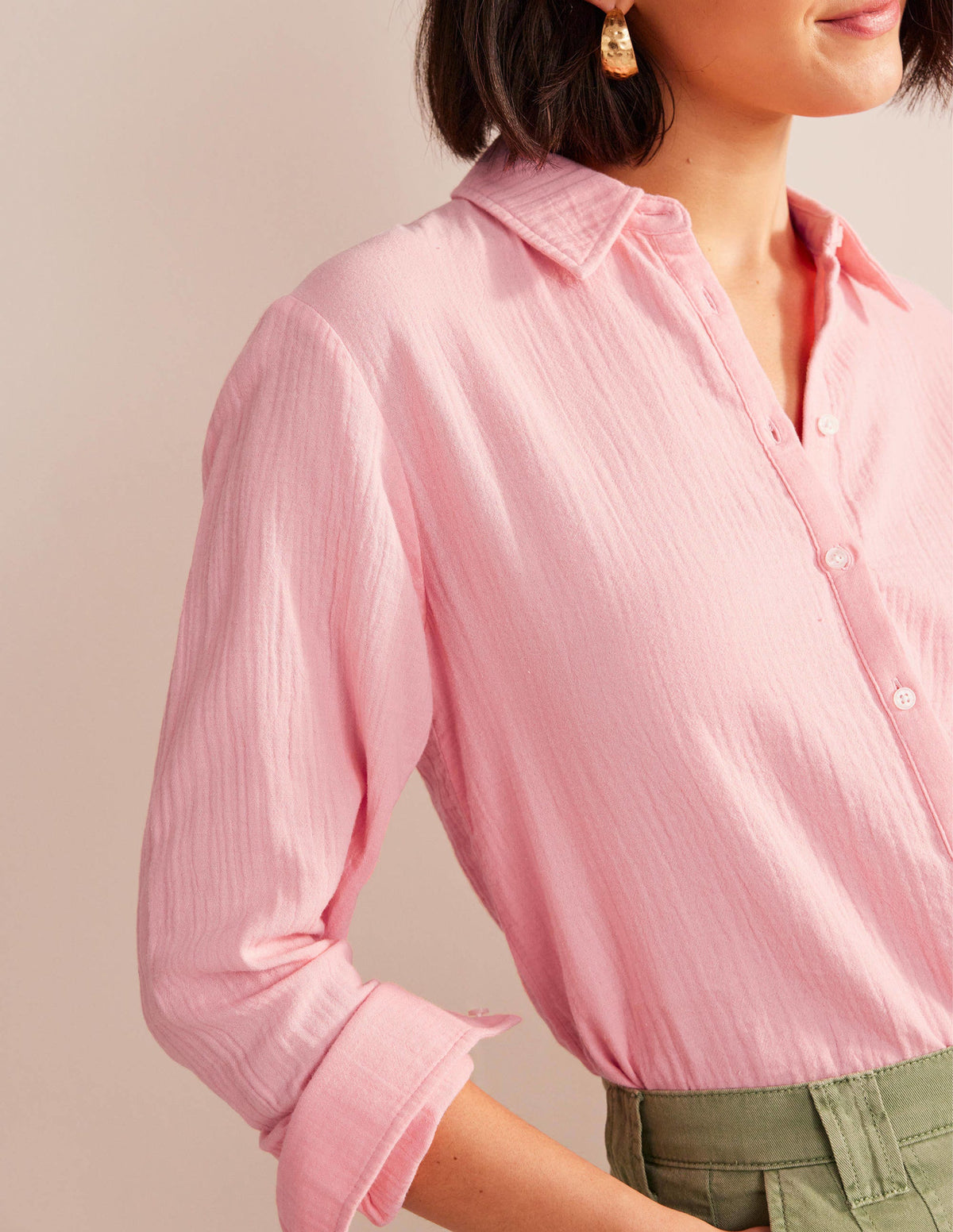 Cotton Texture Shirt-Dahlia Pink - Image 2