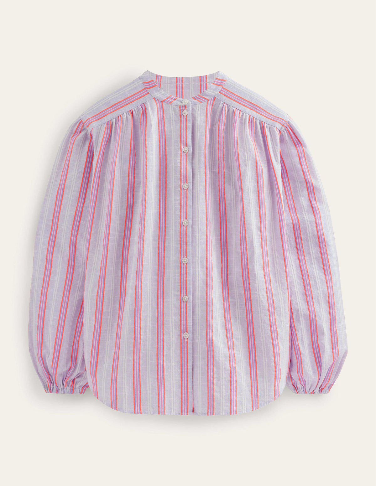 Oversized Blouson Sleeve Shirt-Blue and Watermelon Punch - Image 5