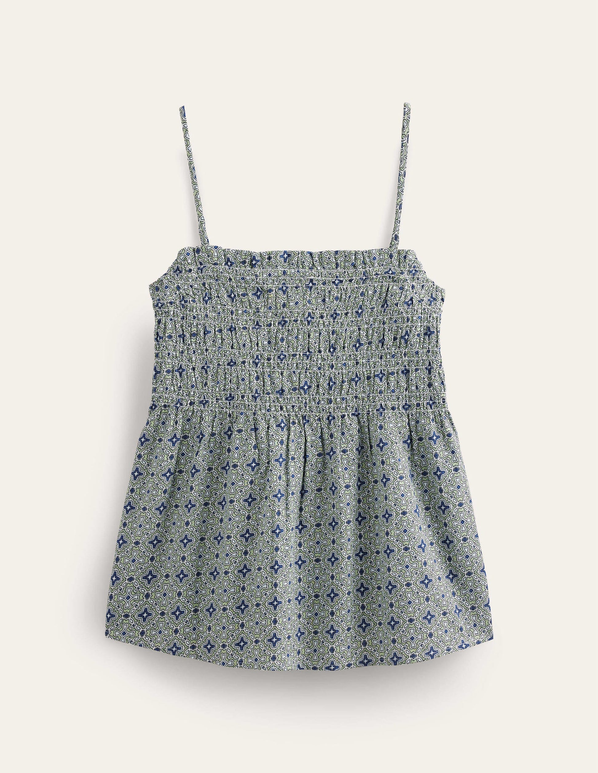 Smocked Cami Top-Reseda, Floral Tile-5