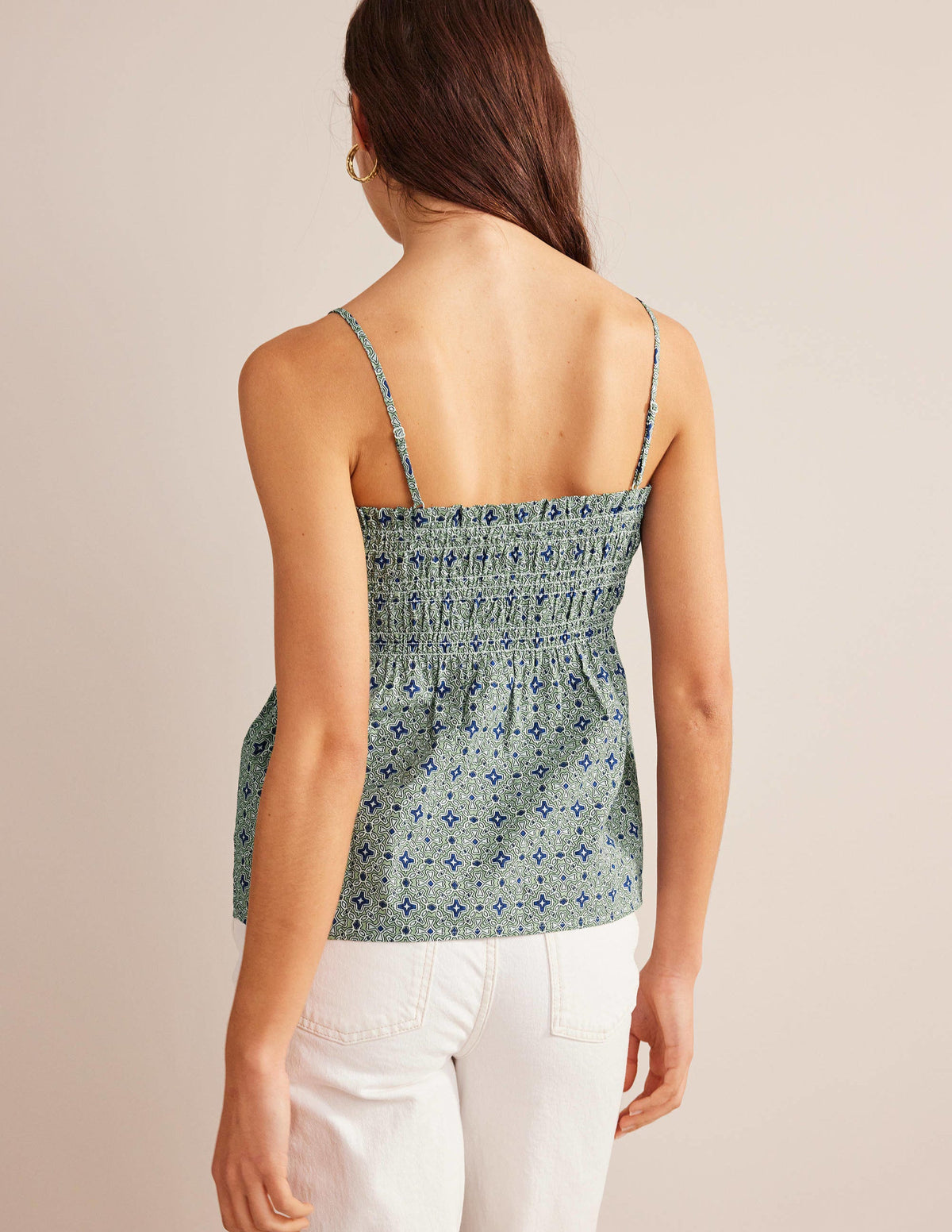 Smocked Cami Top-Reseda, Floral Tile-3