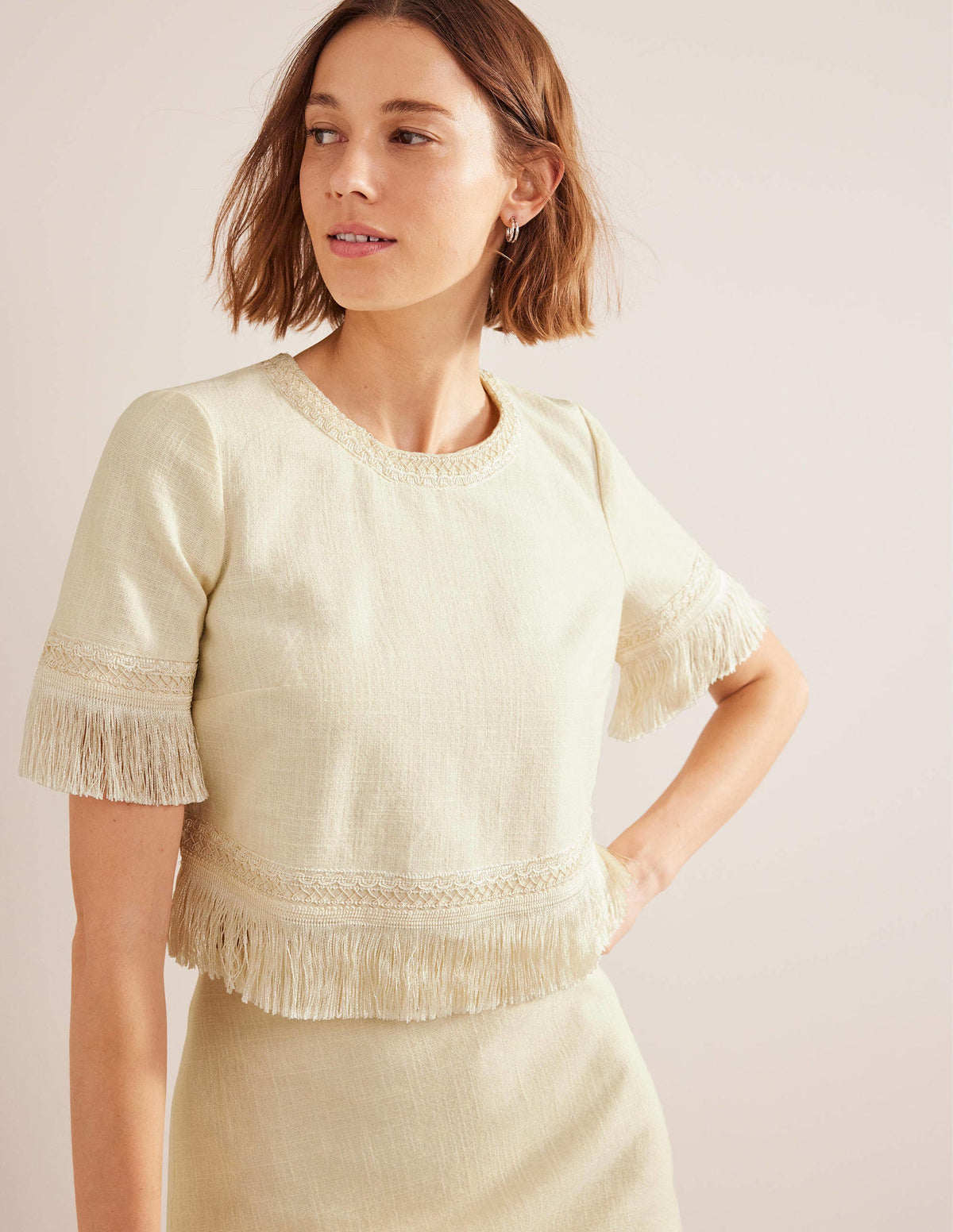 Fringe Trim Top-Ivory - Image 1