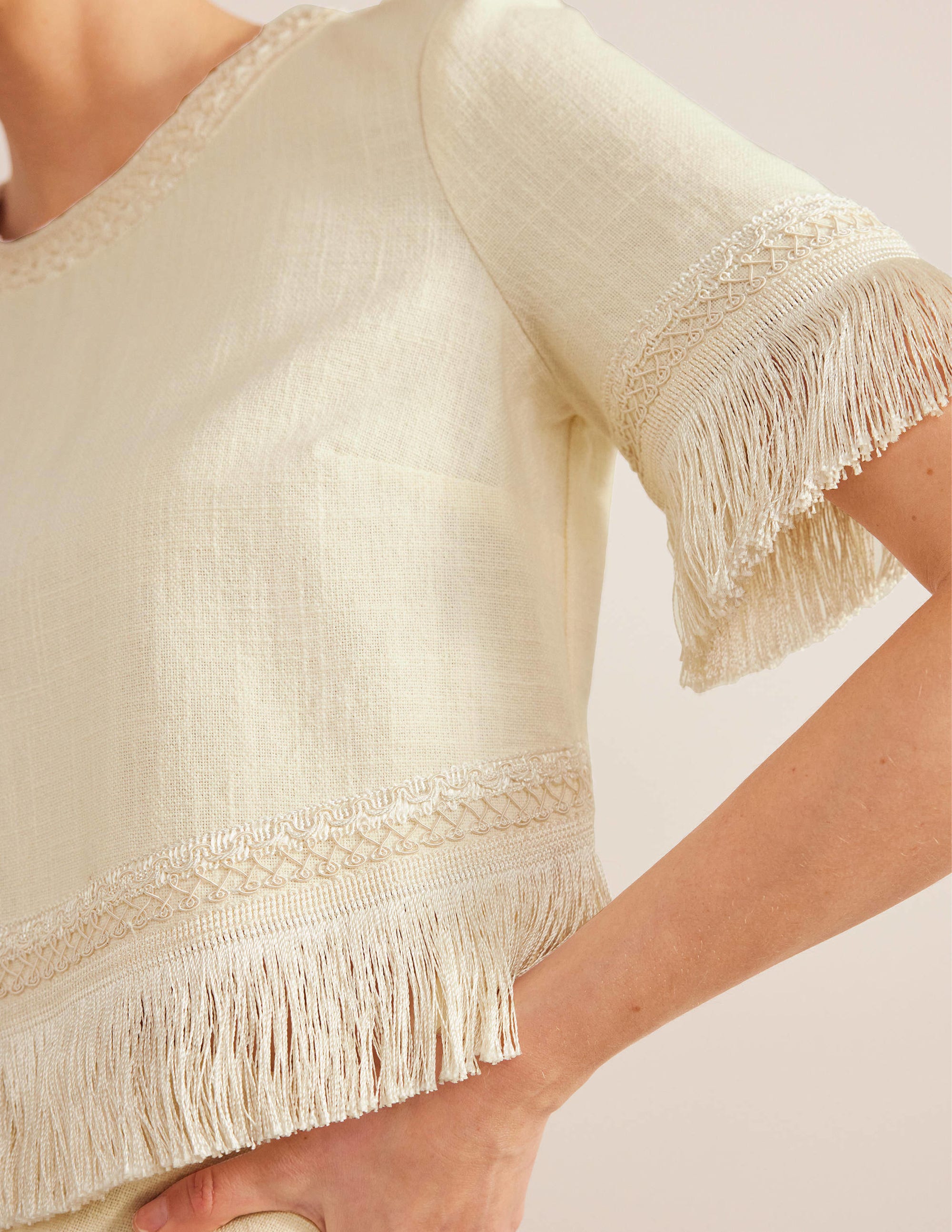 Fringe Trim Top-Ivory - Image 2