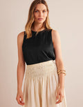 Silk Blend Shell Top-Black