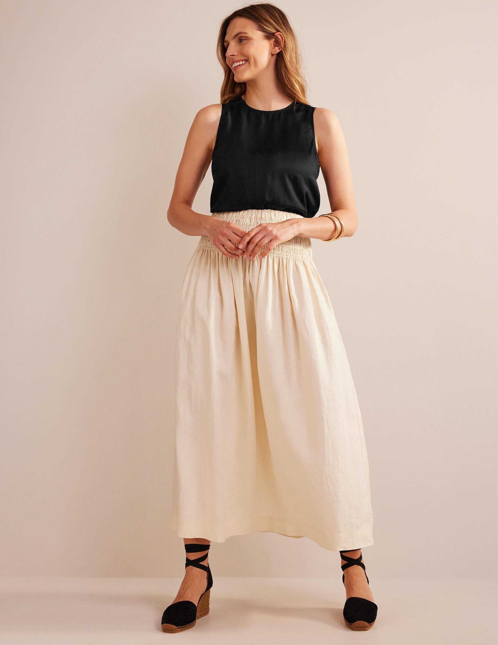 Silk Blend Shell Top-Black-4