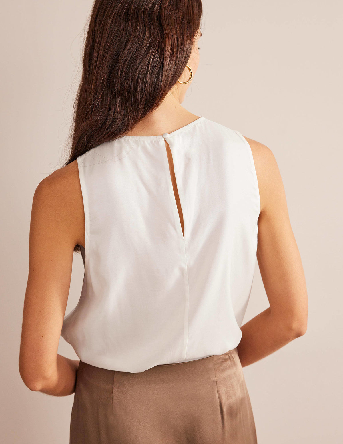 Silk Blend Shell Top-Ivory - Image 3