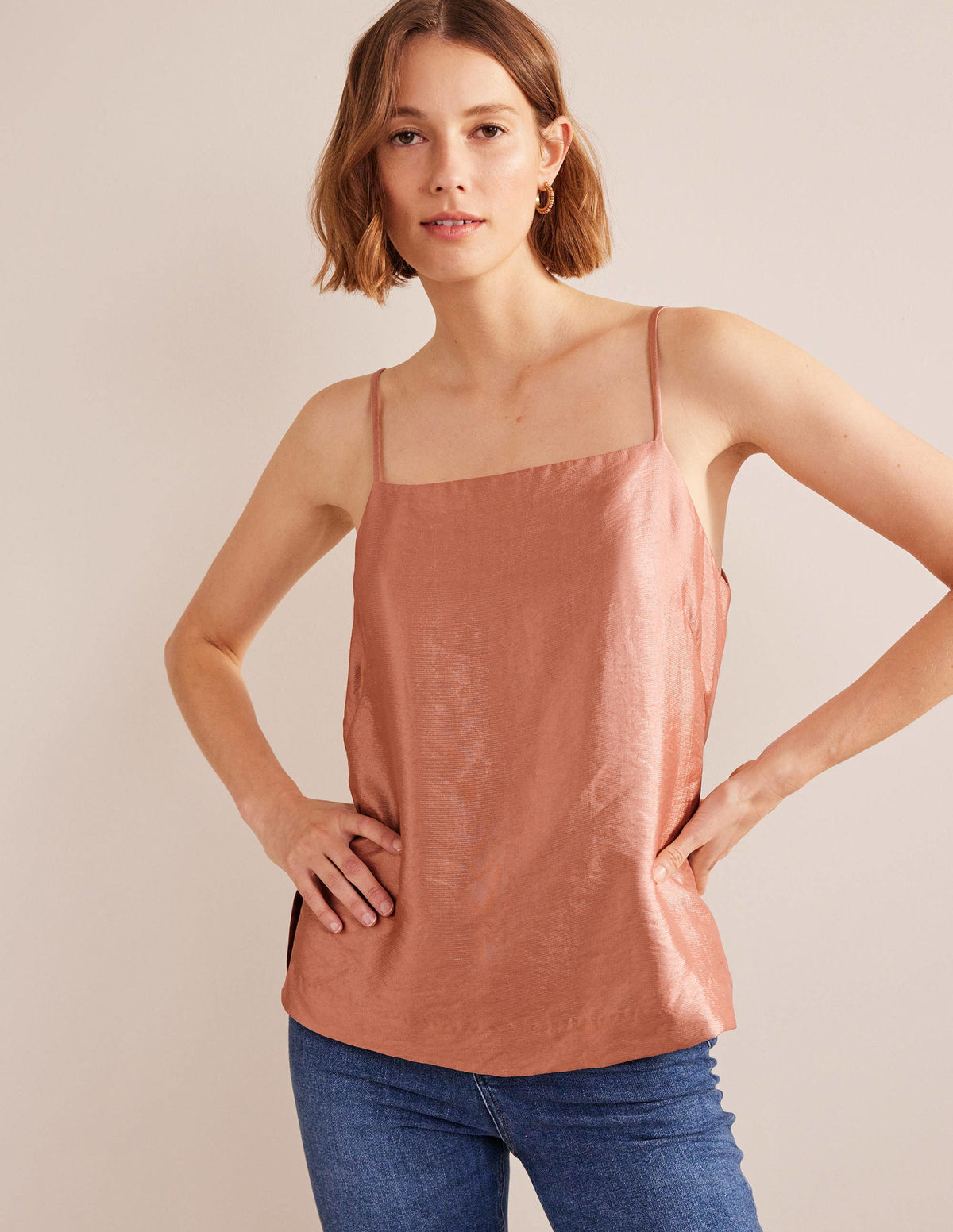 Longerline Satin Cami-Blush - Image 1