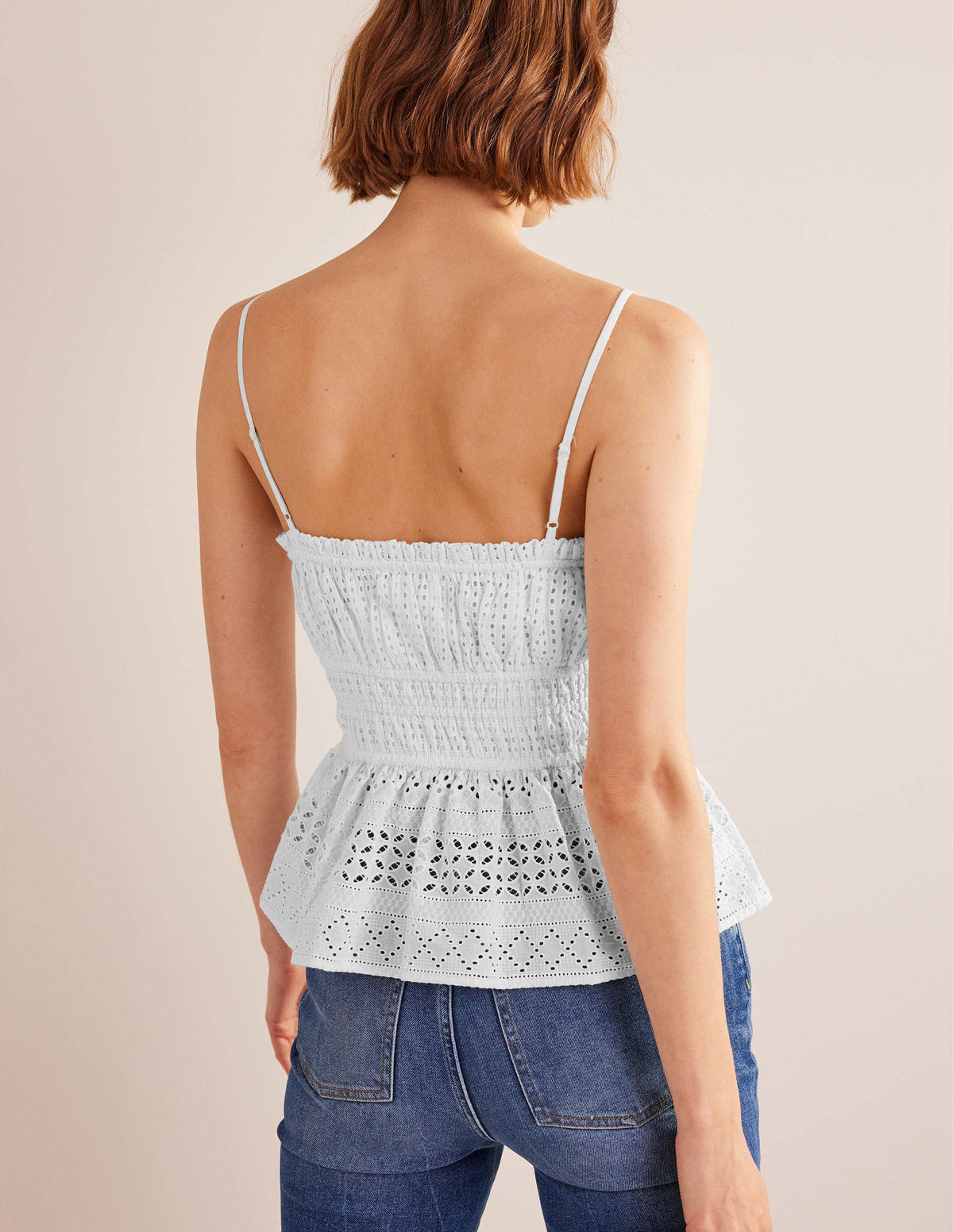 Ruched Detail Cami Top-White - Image 3