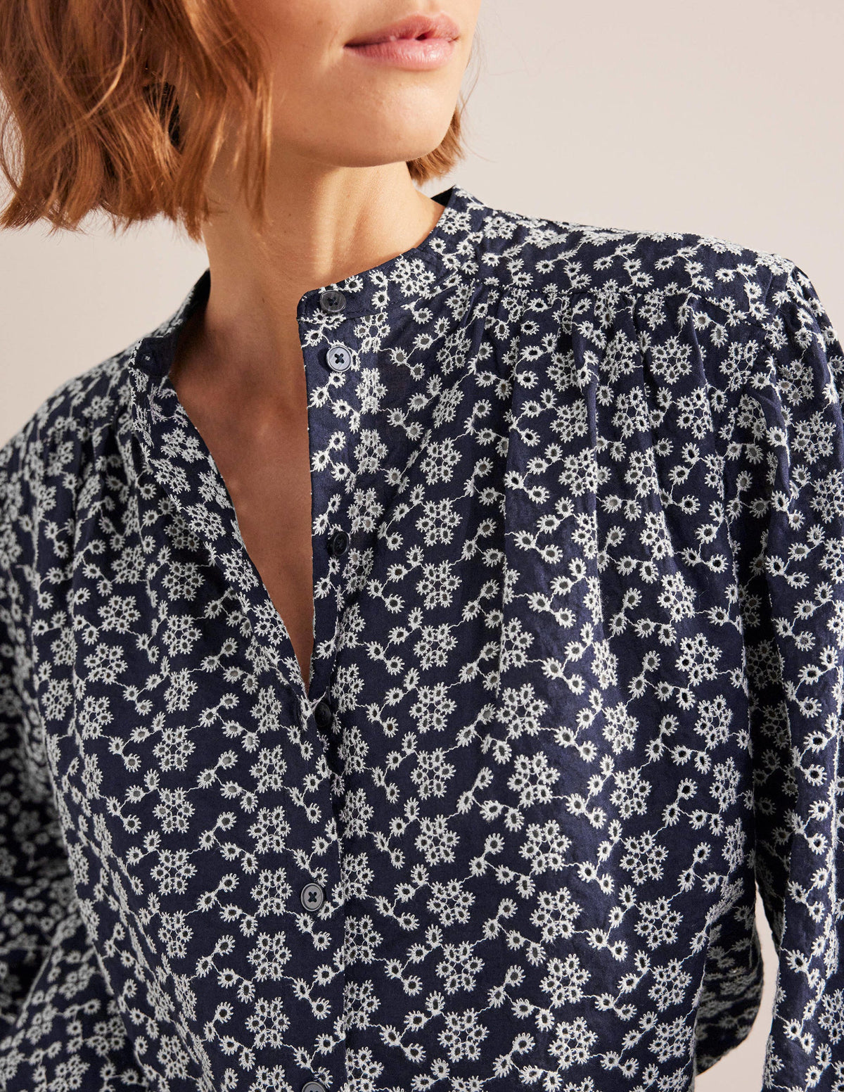Oversized Broderie Shirt-Navy Broderie - Image 2