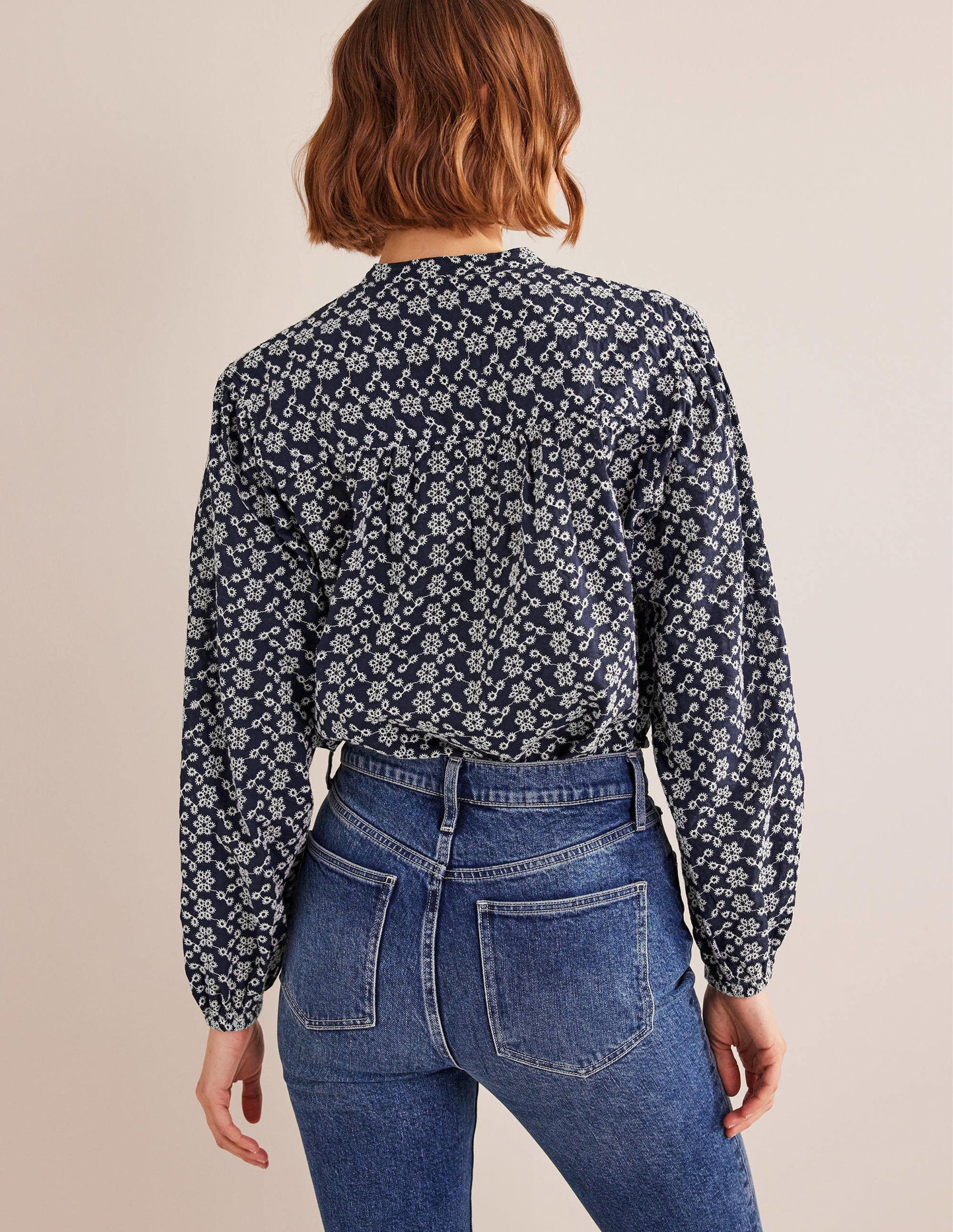 Oversized Broderie Shirt-Navy Broderie-3