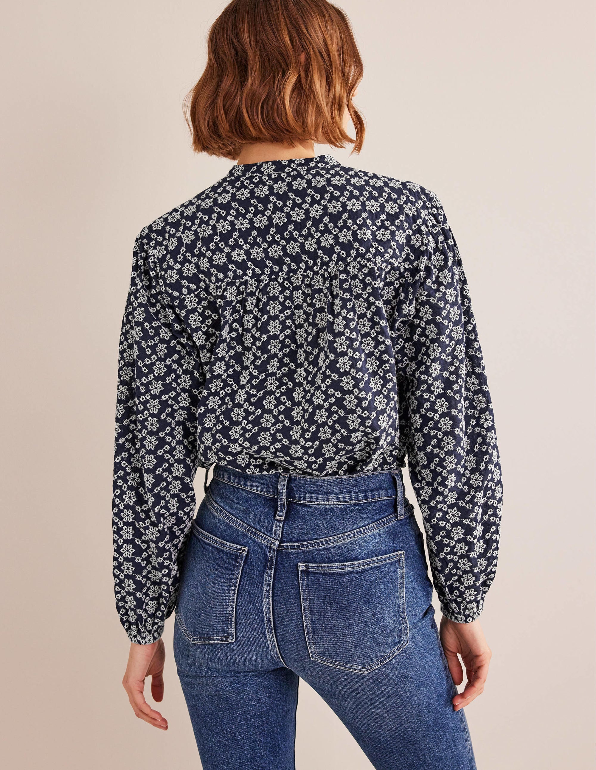Oversized Broderie Shirt-Navy Broderie - Image 3