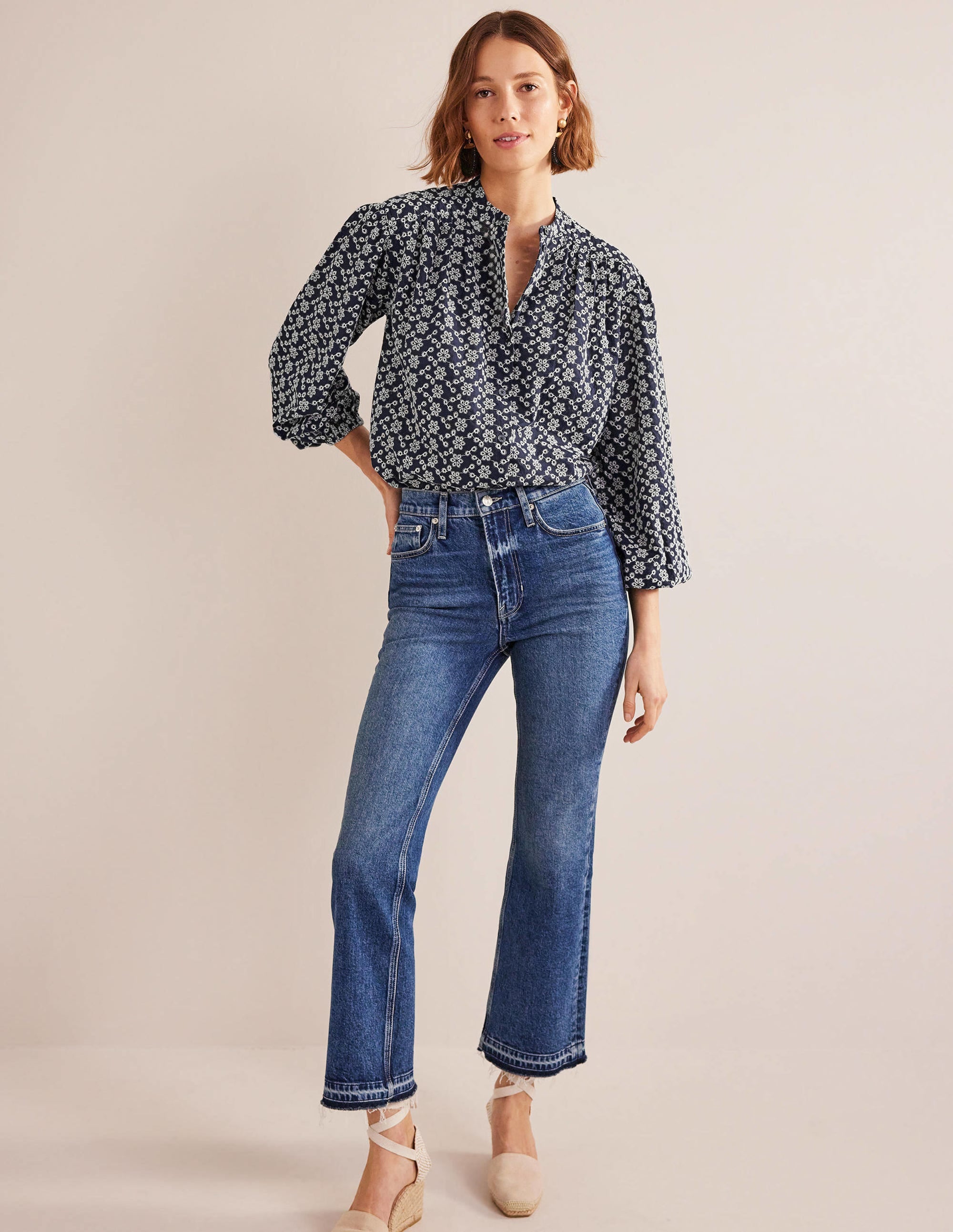 Oversized Broderie Shirt-Navy Broderie - Image 4