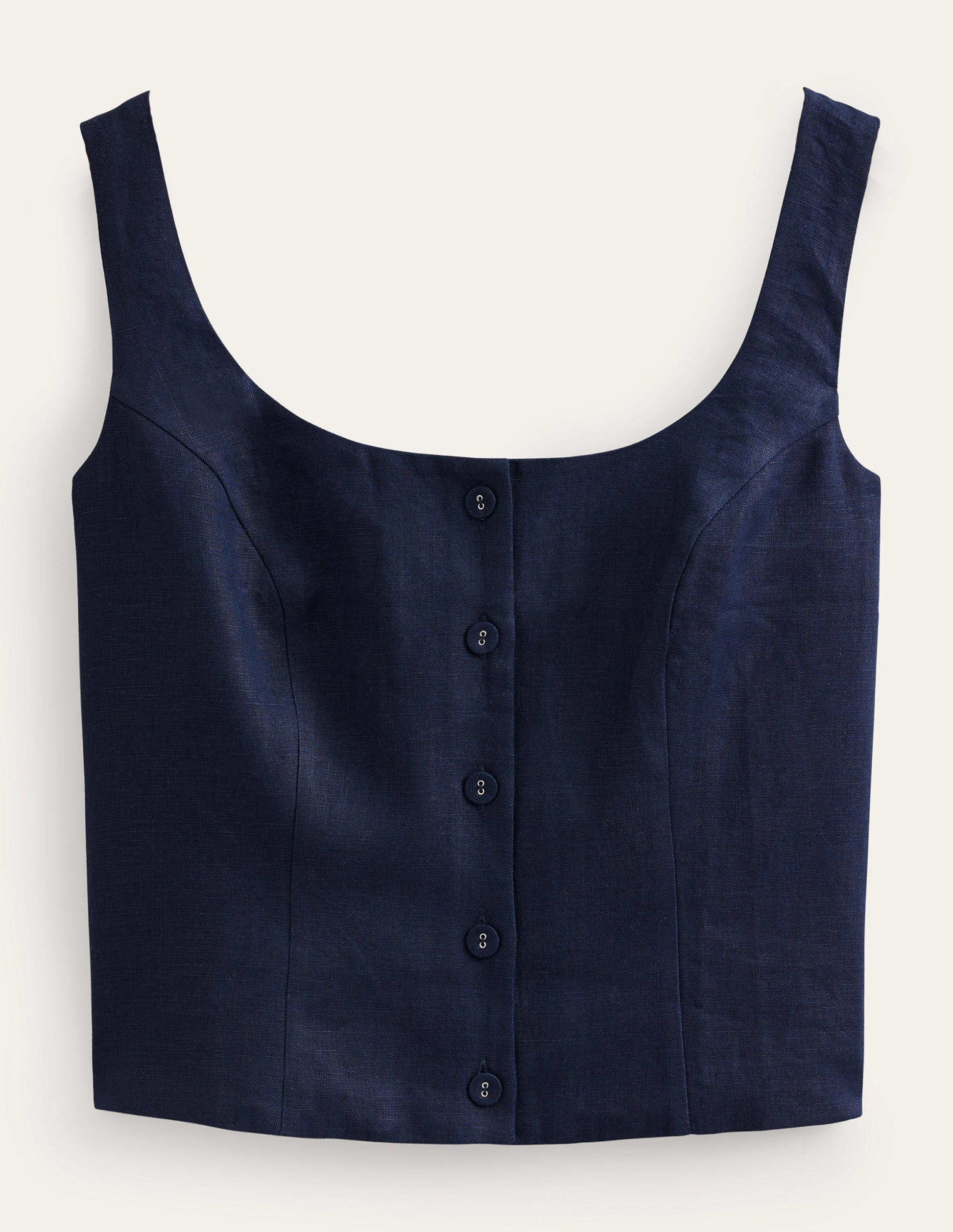 Square Neck Button Top-Navy-5