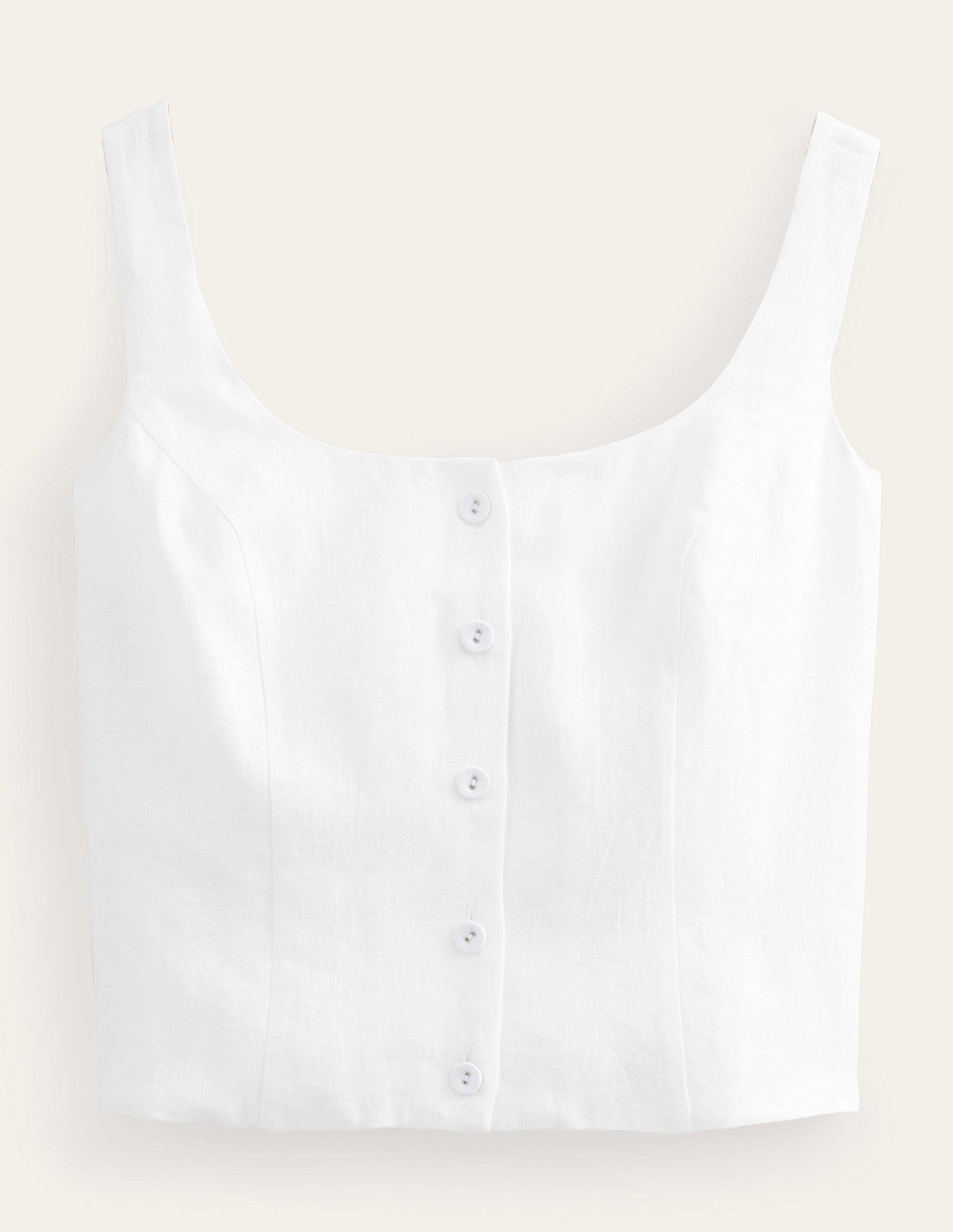 Square Neck Button Top-White-6
