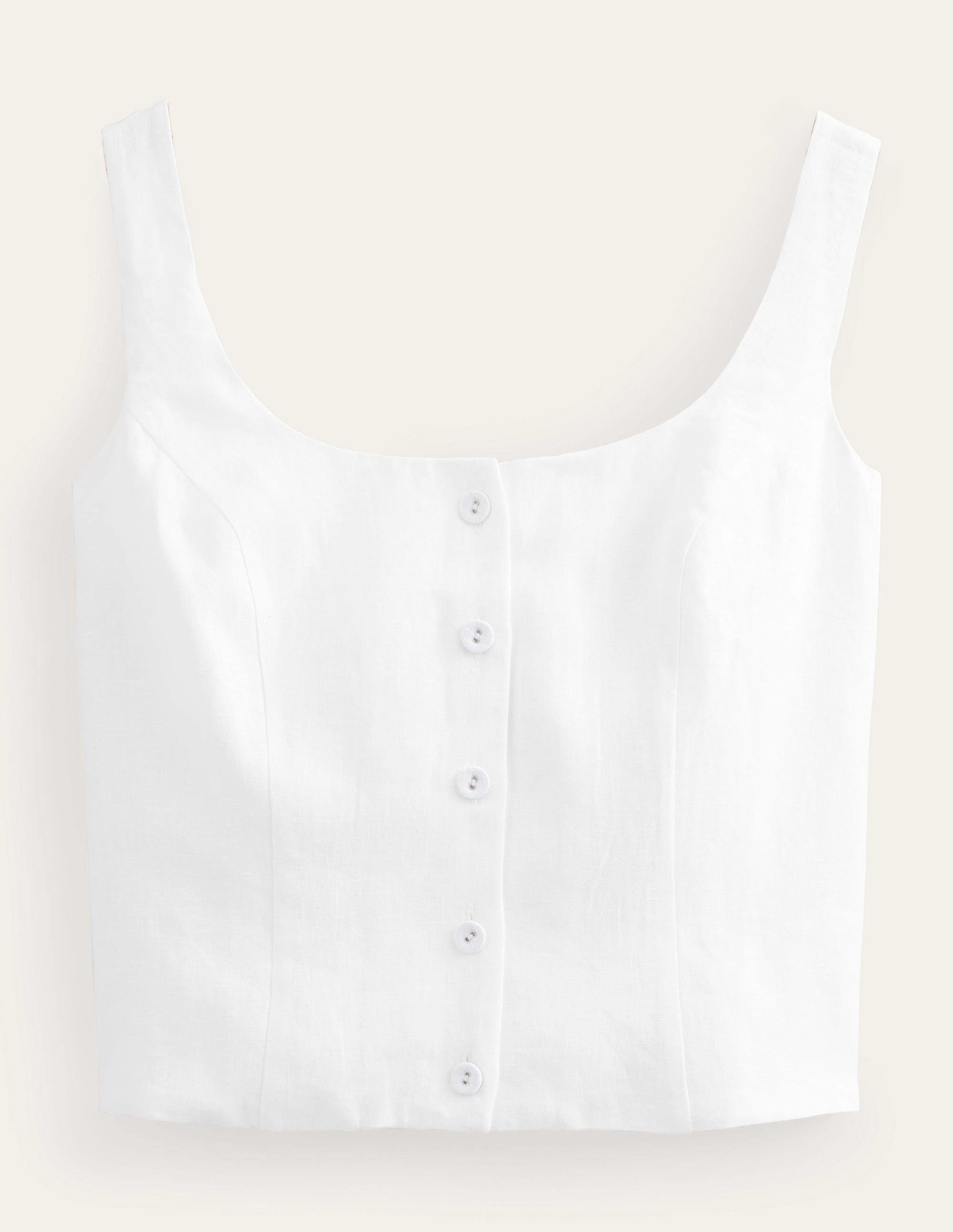 Square Neck Button Top-White - Image 6