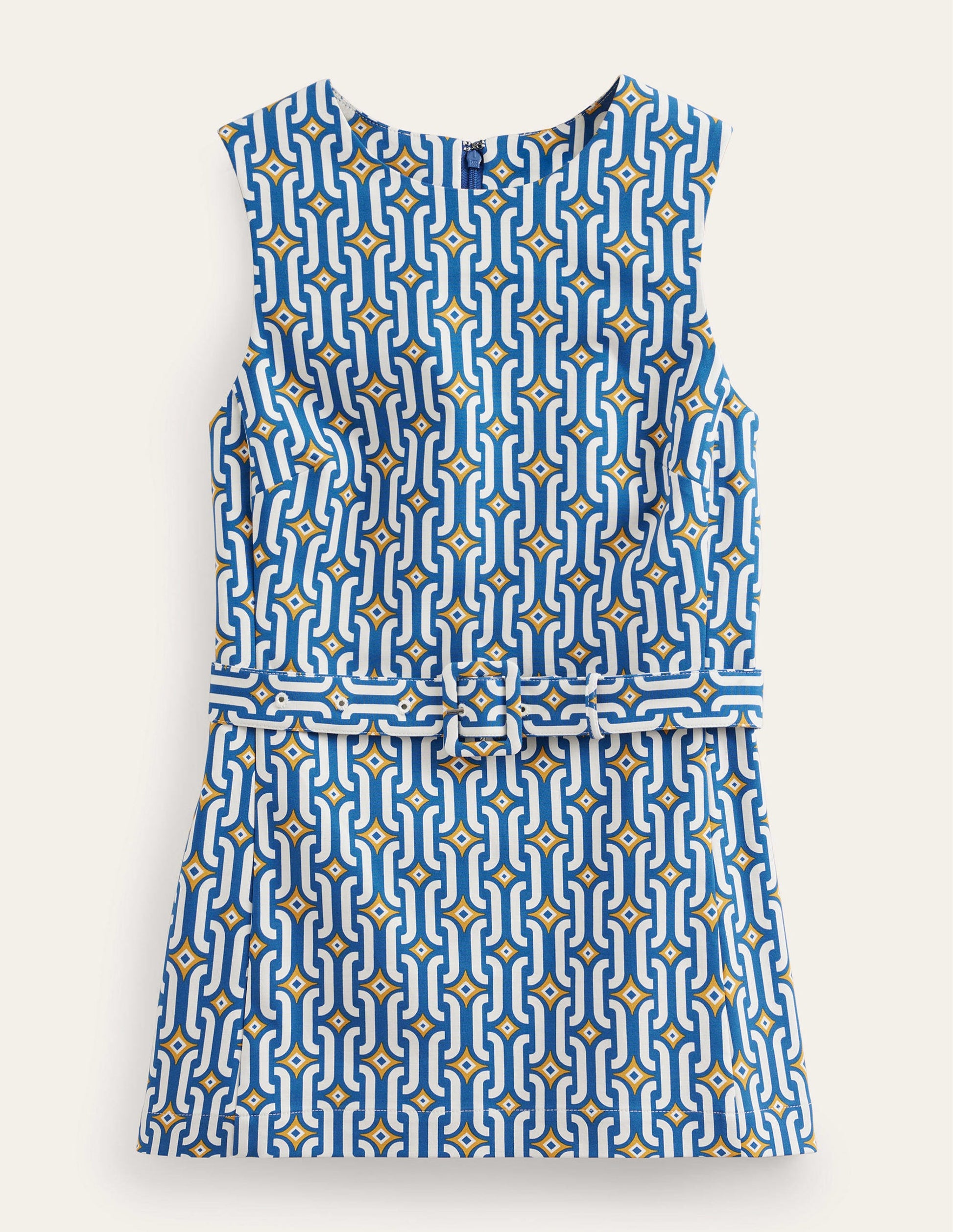 Belted Co-ord Top-Sapphire, Azure Geo-6