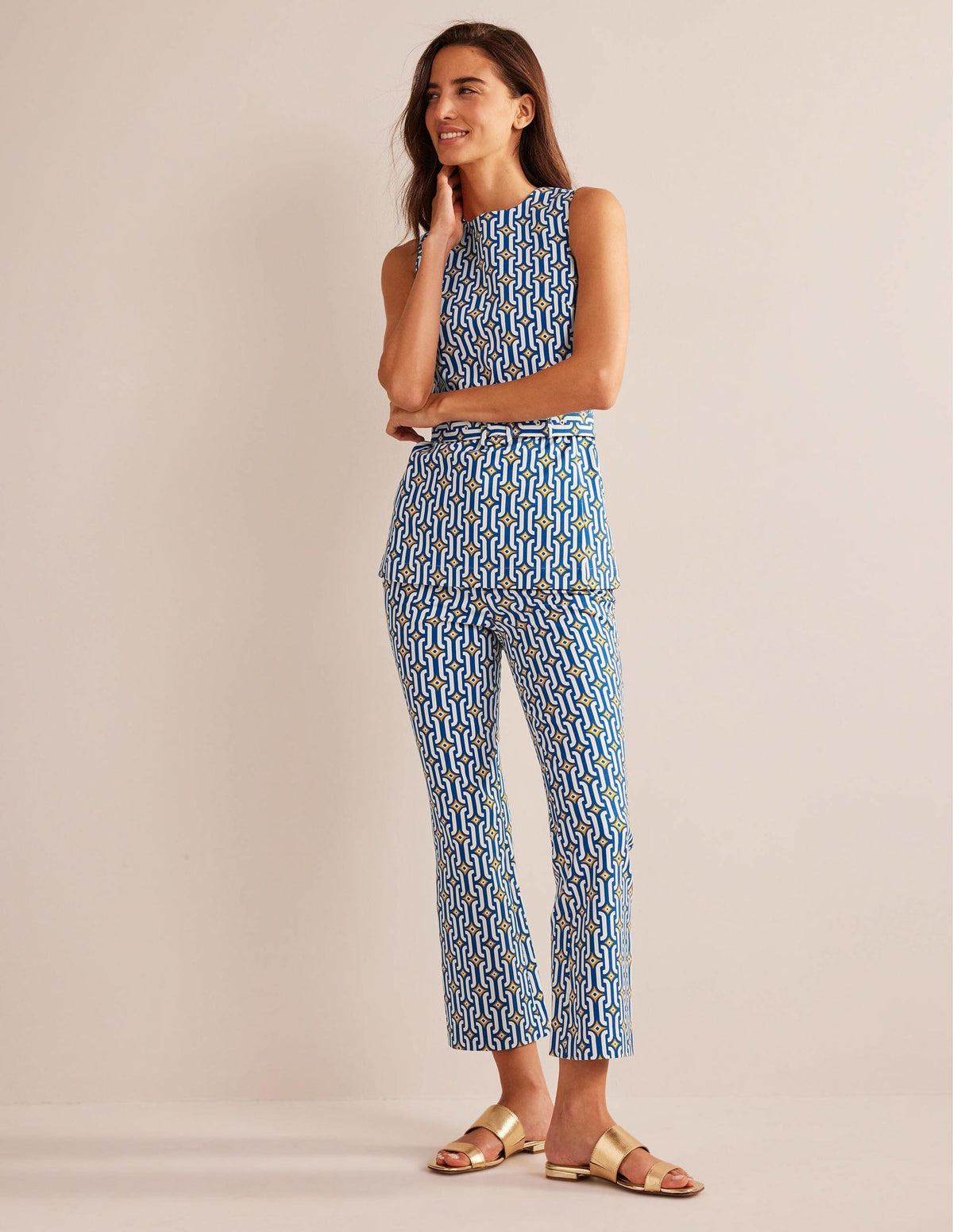 Belted Co-ord Top-Sapphire, Azure Geo - Image 4