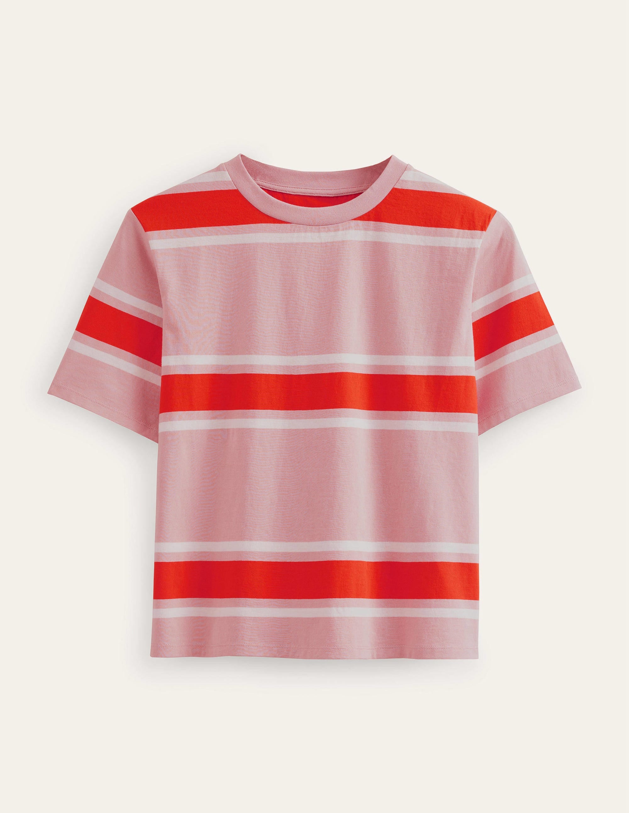 Boxy Stripe T-Shirt-Soft Pink/Orange Stripe - Image 9
