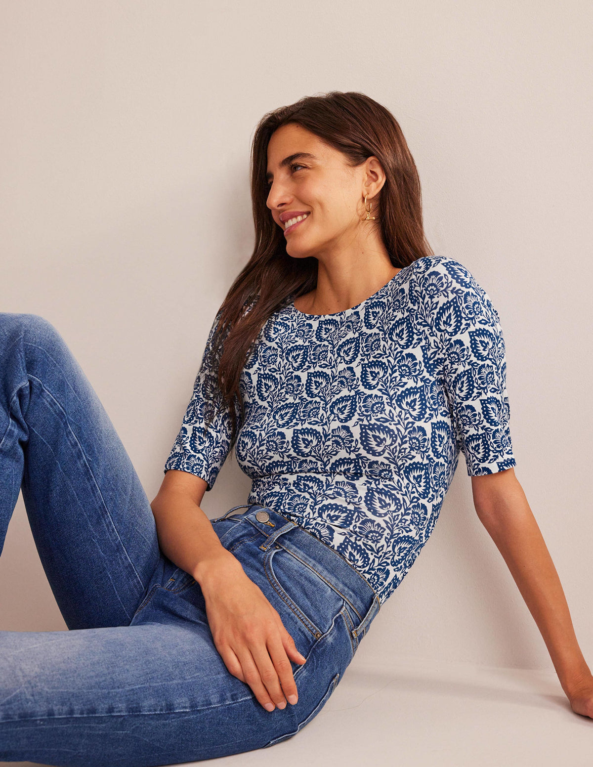 Wrap Back Jersey Top-Sapphire, Oak Terrace - Image 1