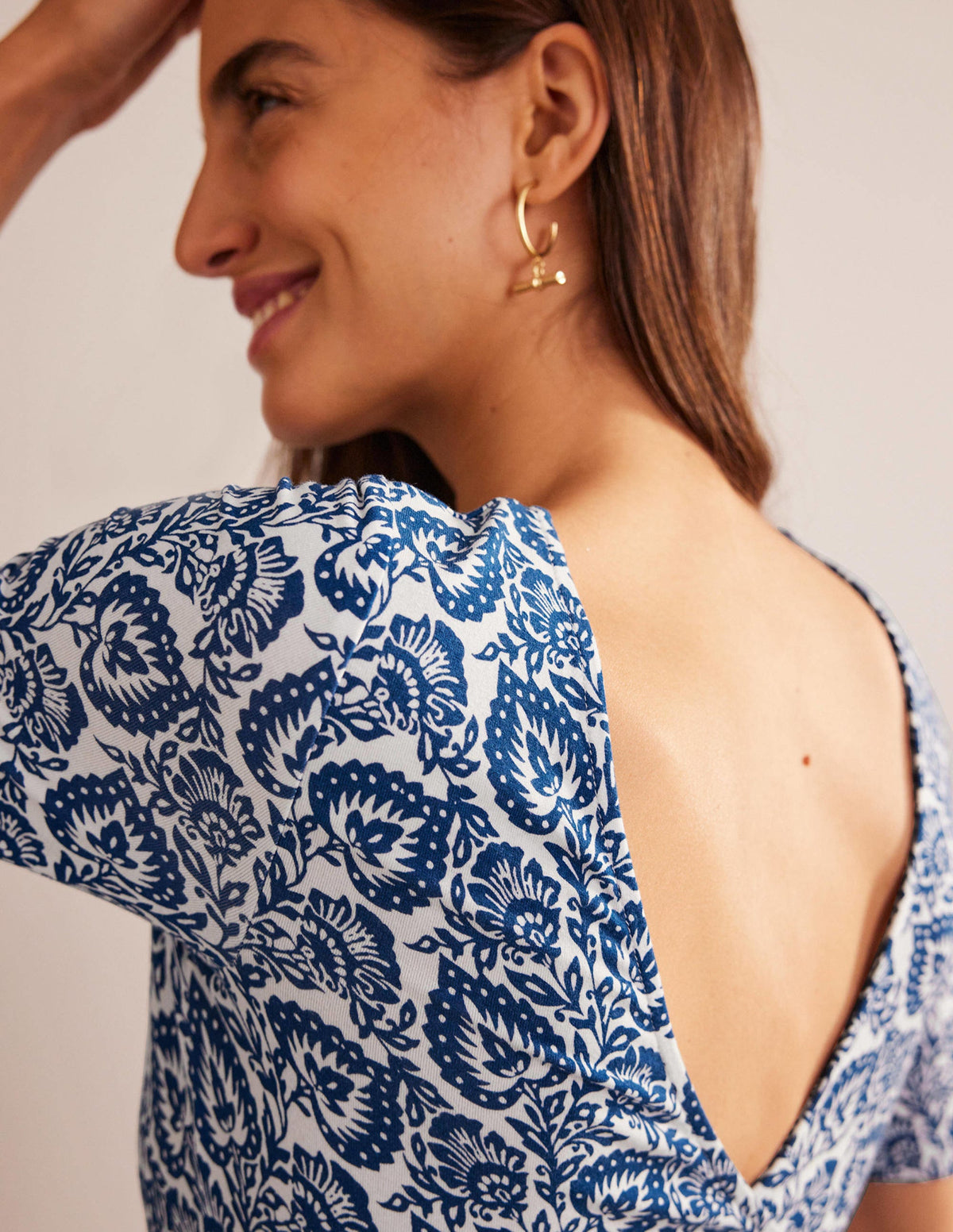 Wrap Back Jersey Top-Sapphire, Oak Terrace - Image 2