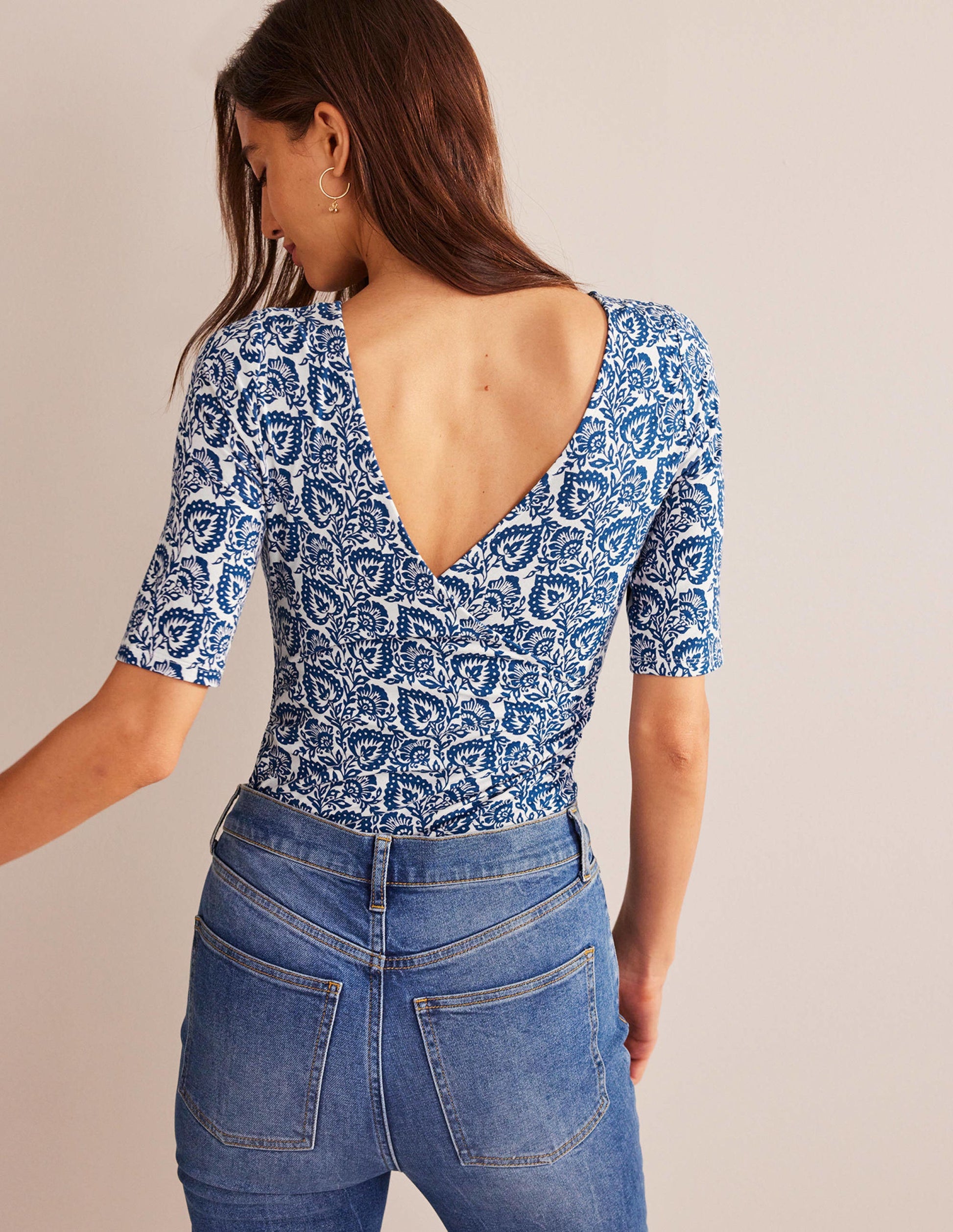 Wrap Back Jersey Top-Sapphire, Oak Terrace-3