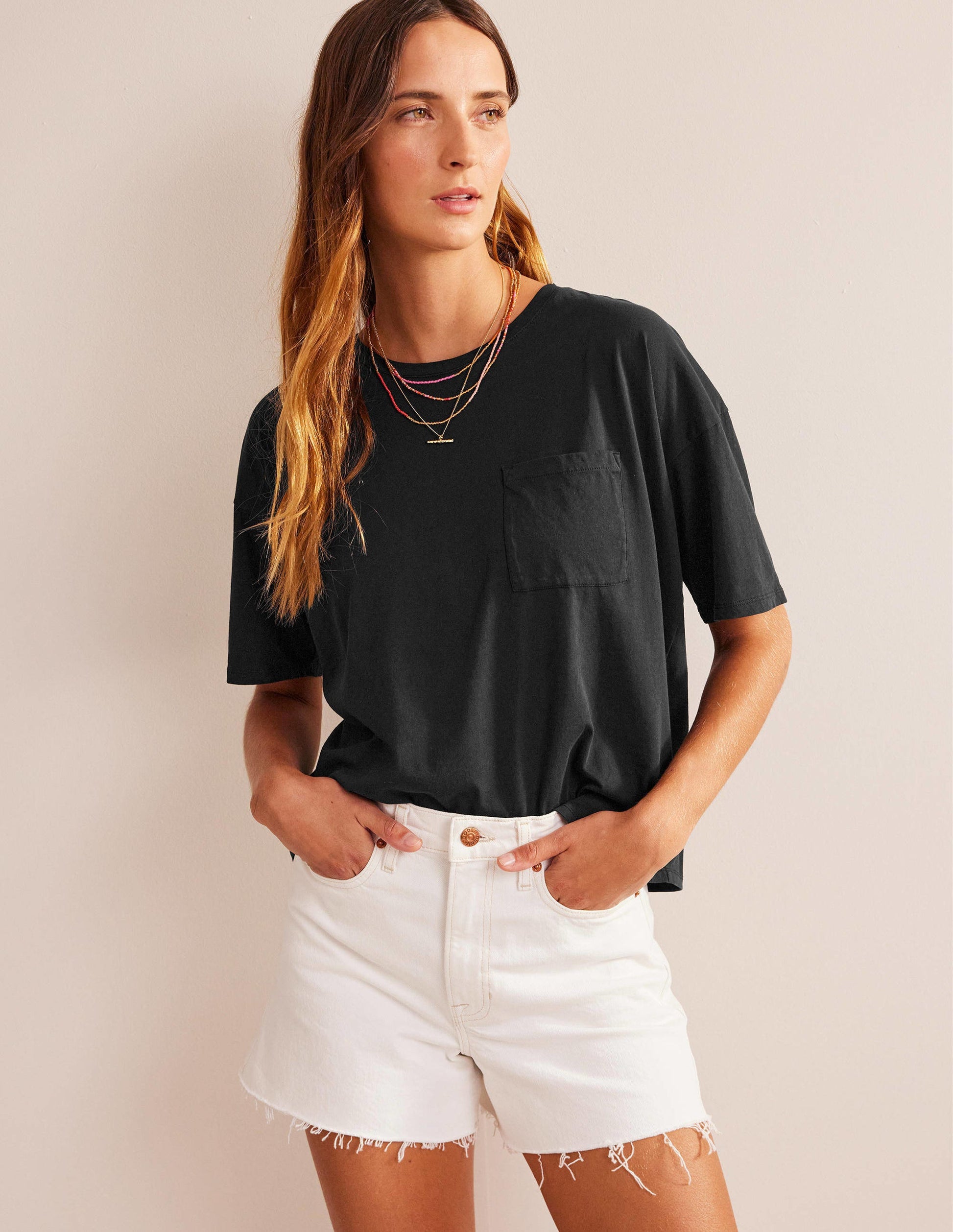 Oversized Washed T-Shirt-Black-1