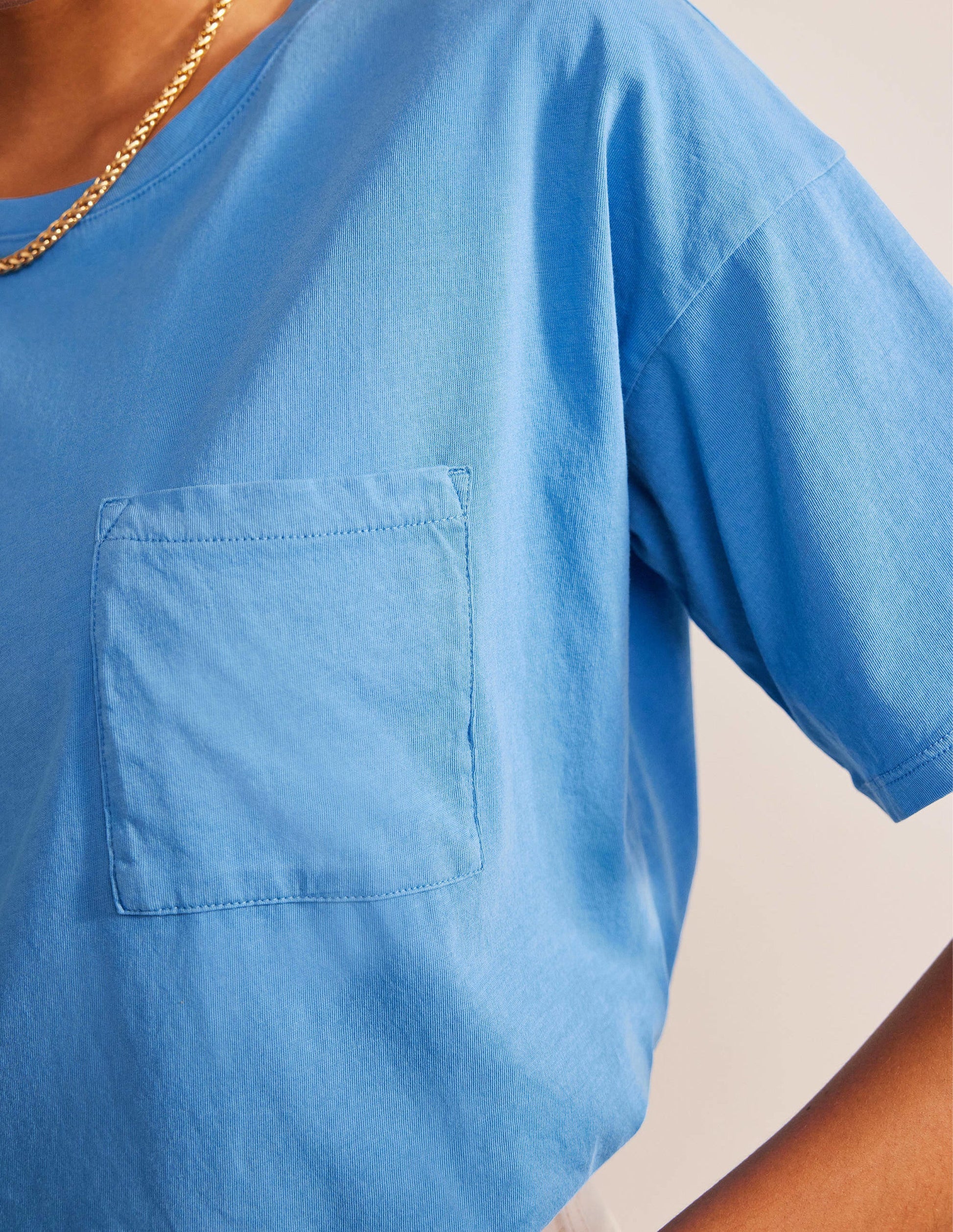 Oversized Washed T-Shirt-Schoolhouse Blue-2