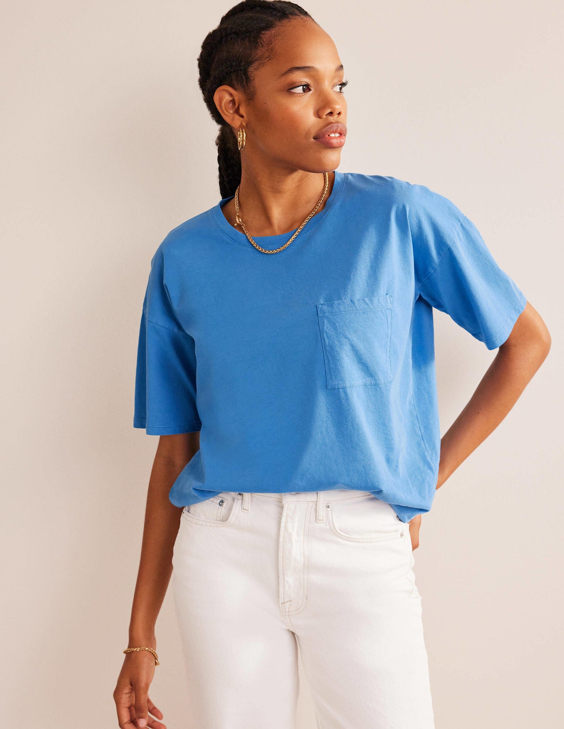 Oversized Washed T-Shirt-Schoolhouse Blue-4