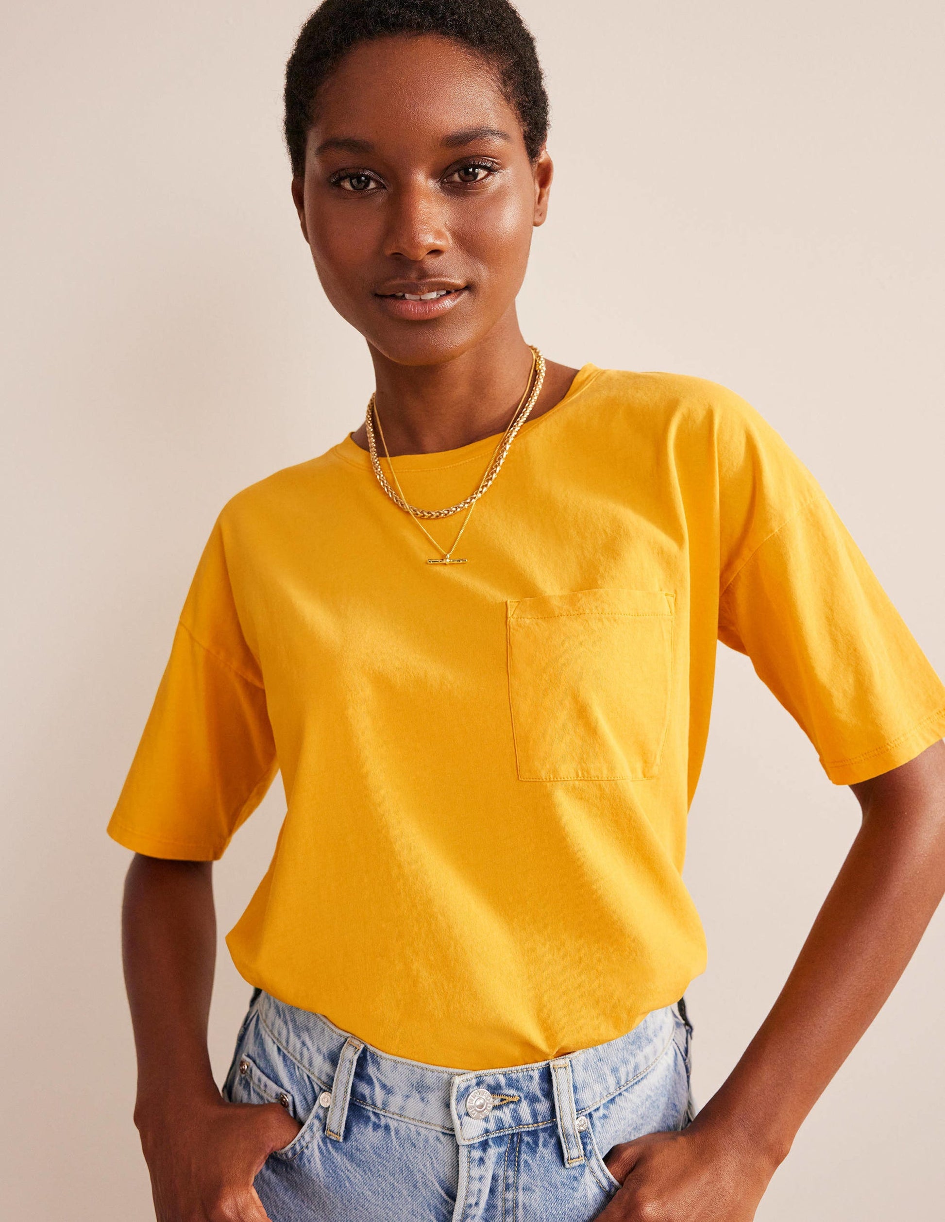 Oversized Washed T-Shirt-French Marigold-1