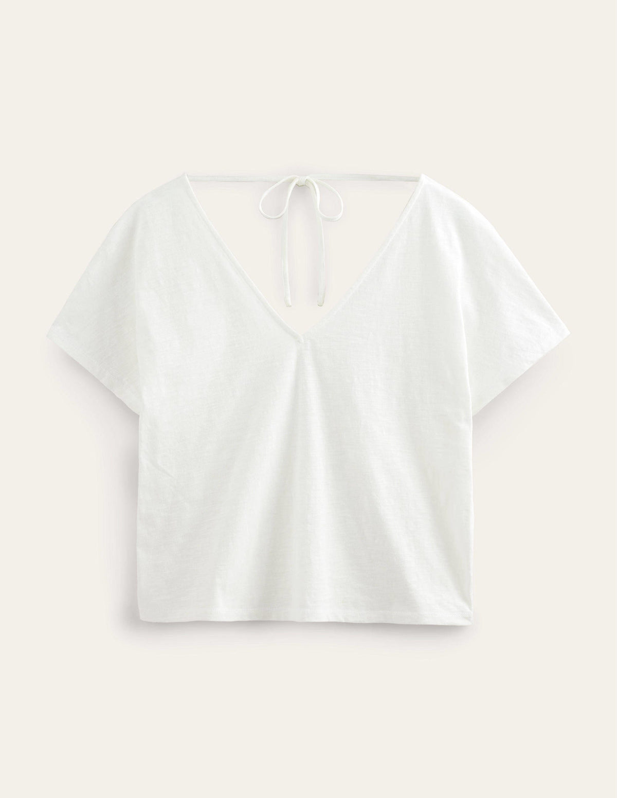 Tie Back Jersey Top-Ivory-5