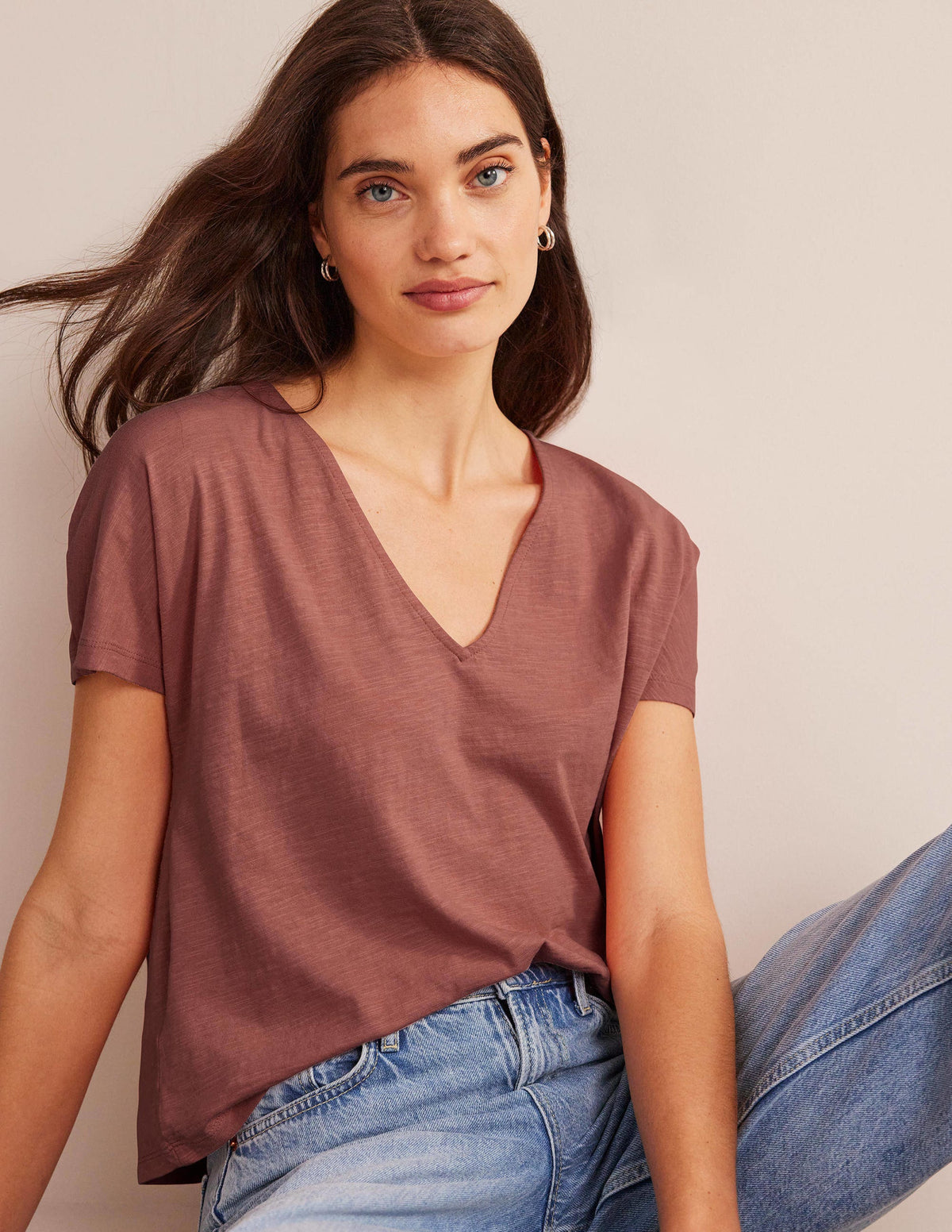 Tie Back Jersey Top-Rose Pink-1