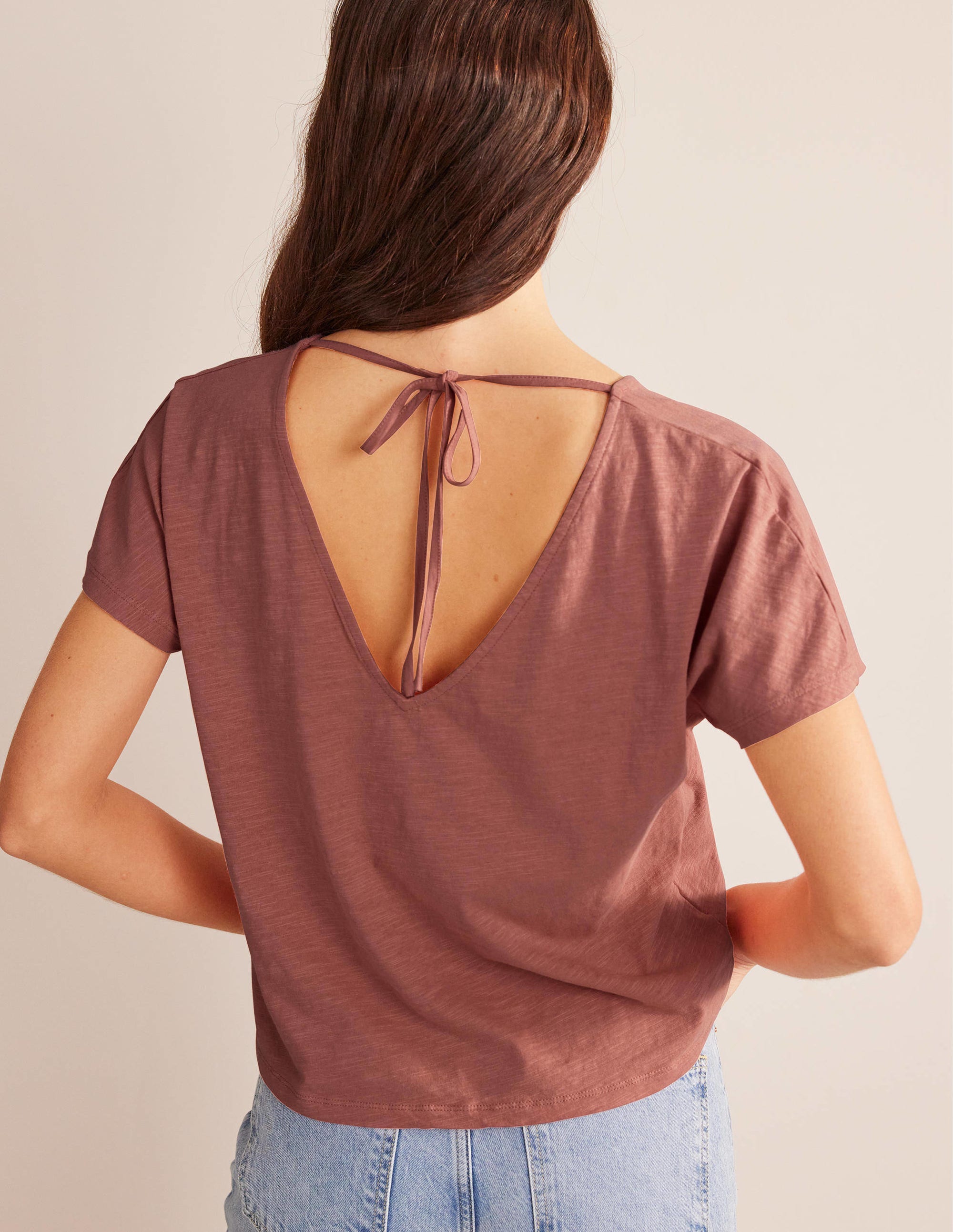 Tie Back Jersey Top-Rose Pink - Image 3