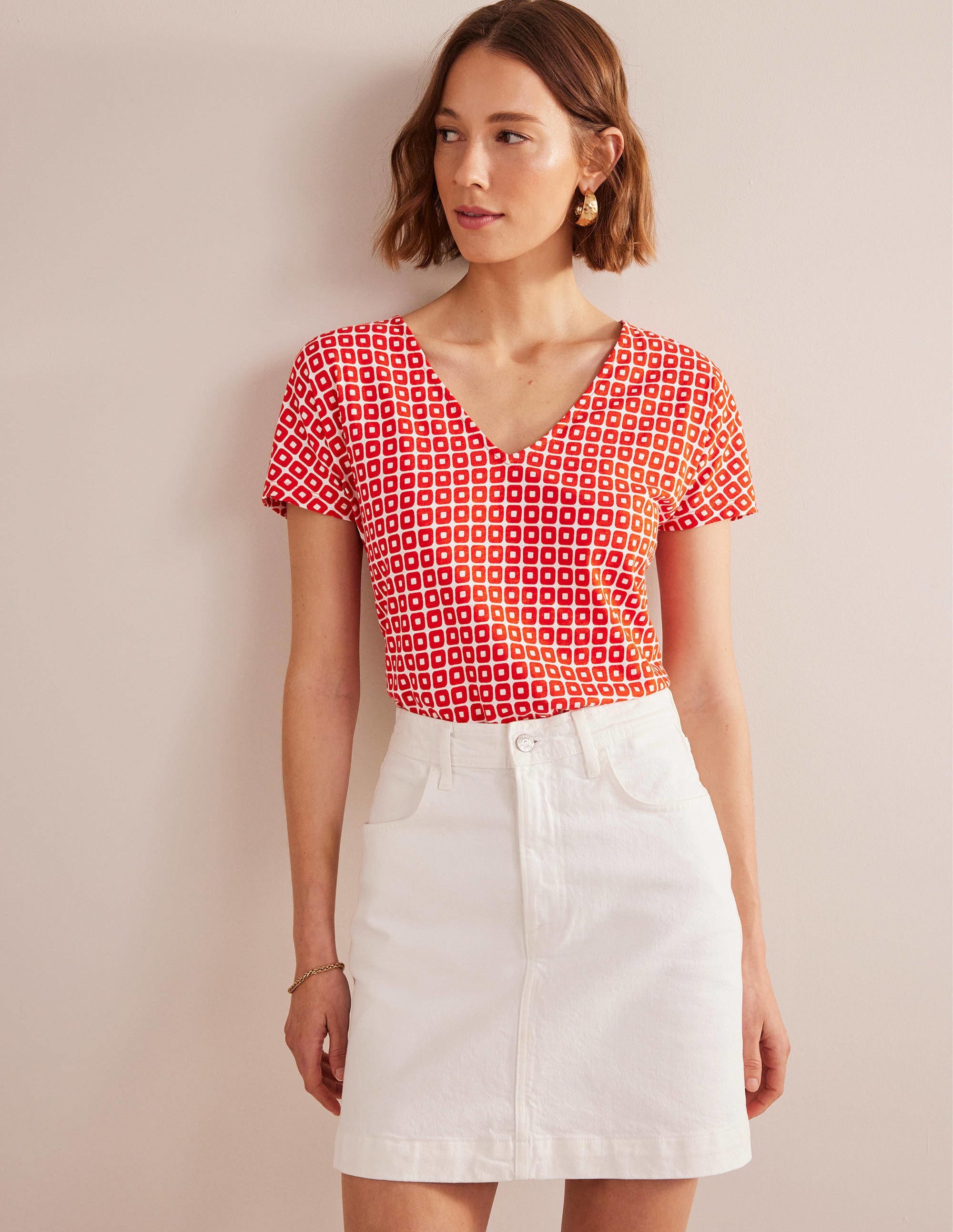Tie Back Jersey Top-Vermillion Cube - Image 1