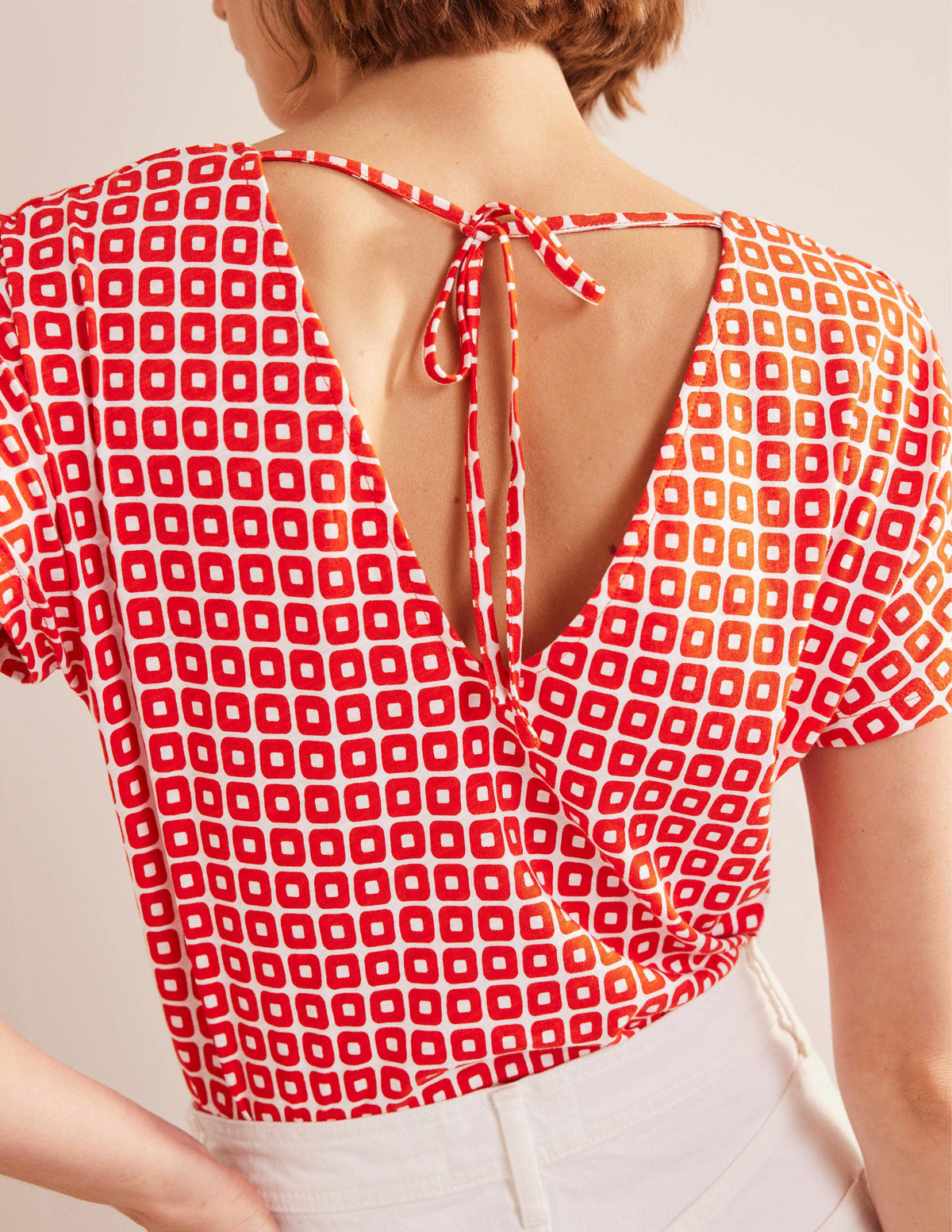 Tie Back Jersey Top-Vermillion Cube - Image 2