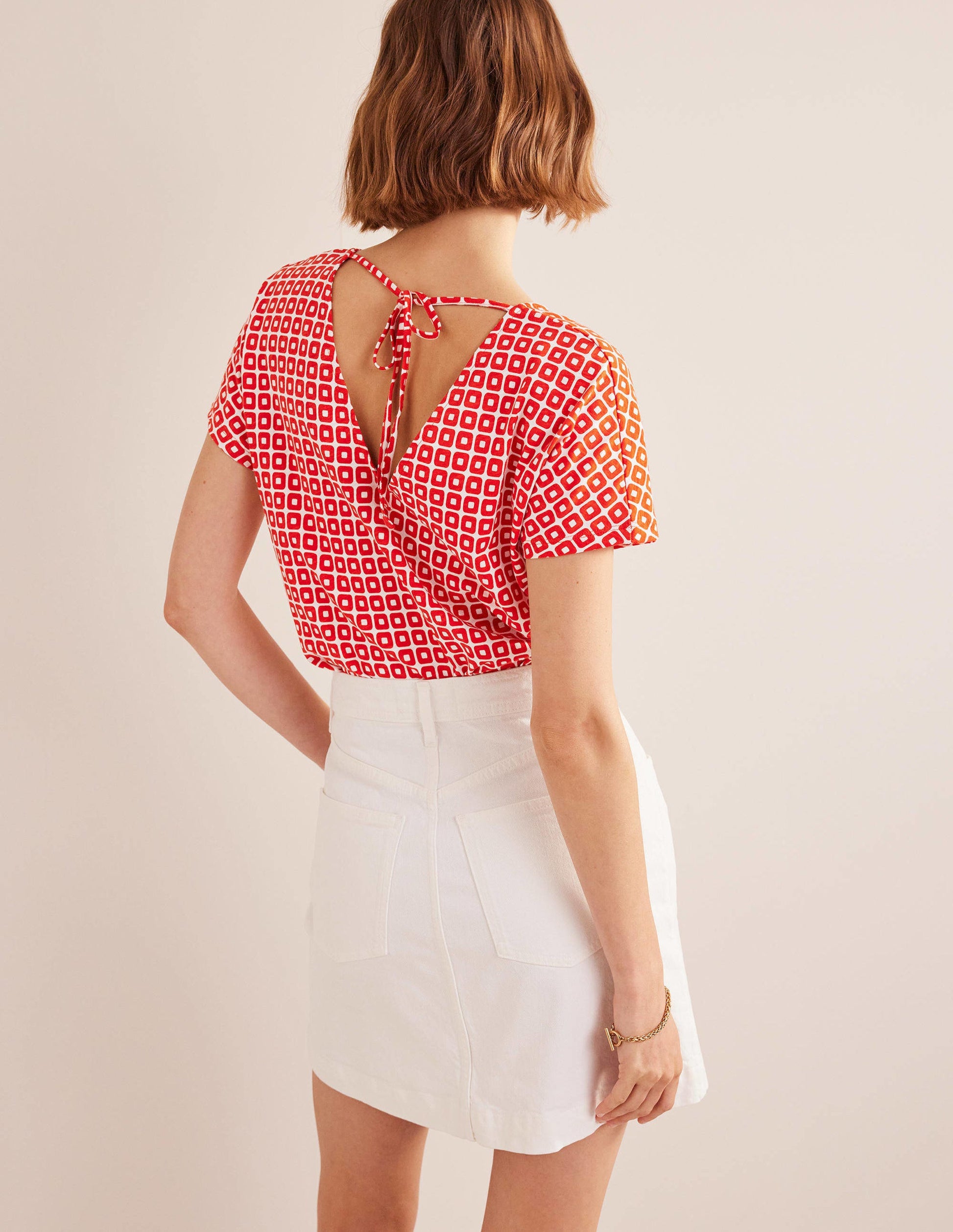 Tie Back Jersey Top-Vermillion Cube-3