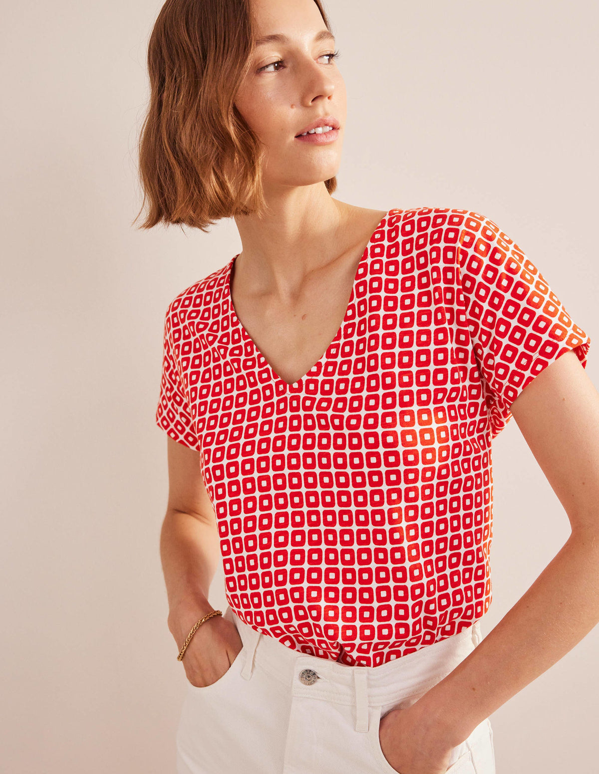 Tie Back Jersey Top-Vermillion Cube - Image 4