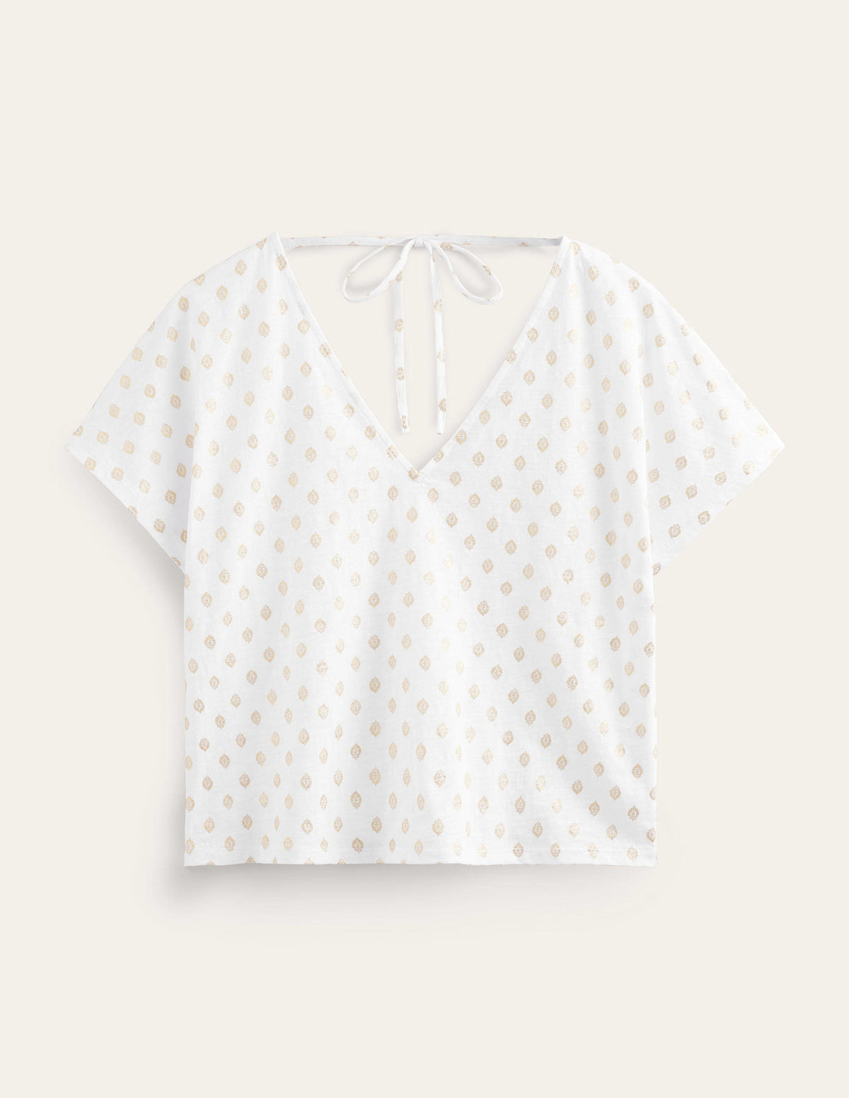 Tie Back Jersey Top-White, Tranquil Leaf-5