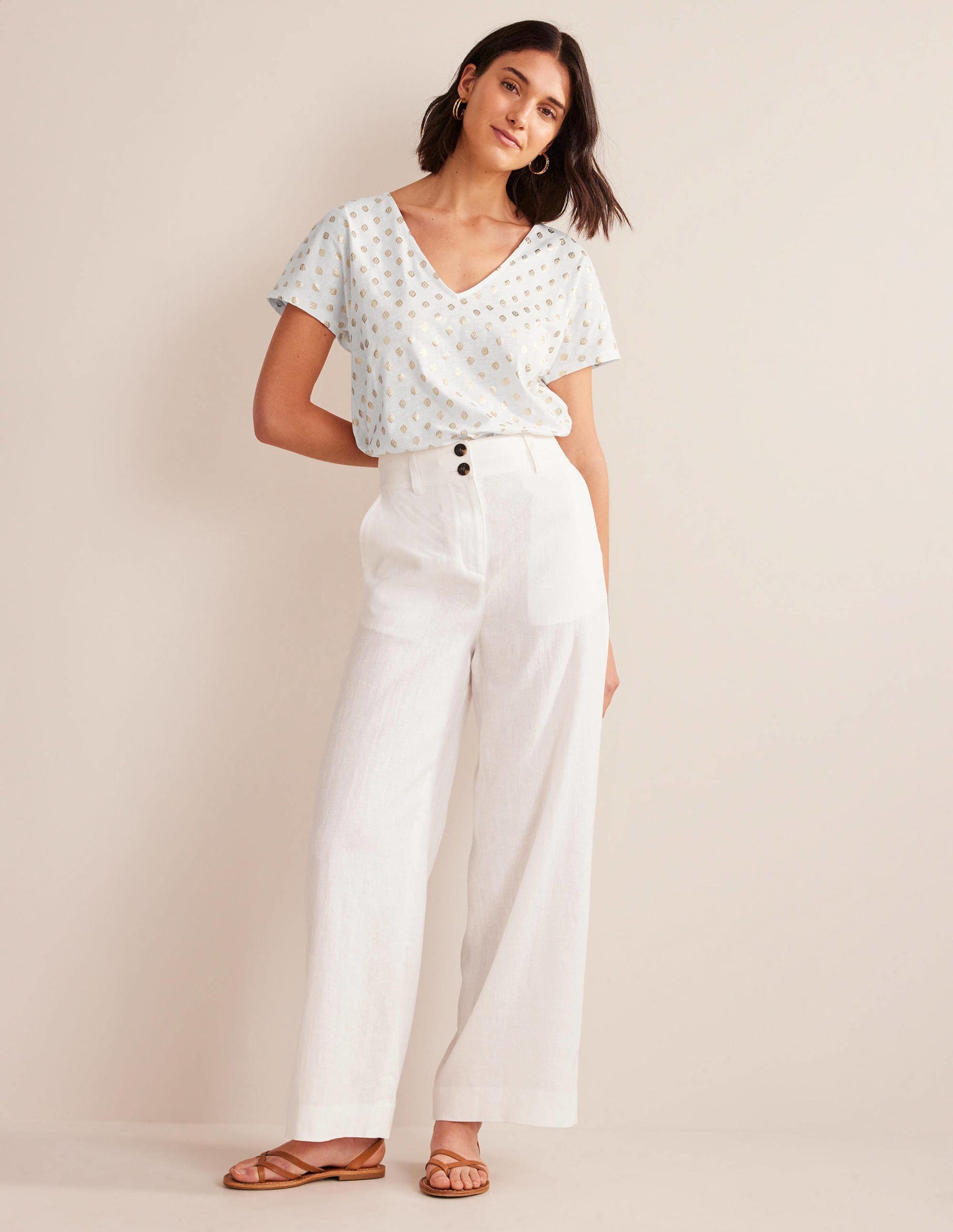 Tie Back Jersey Top-White, Tranquil Leaf-4