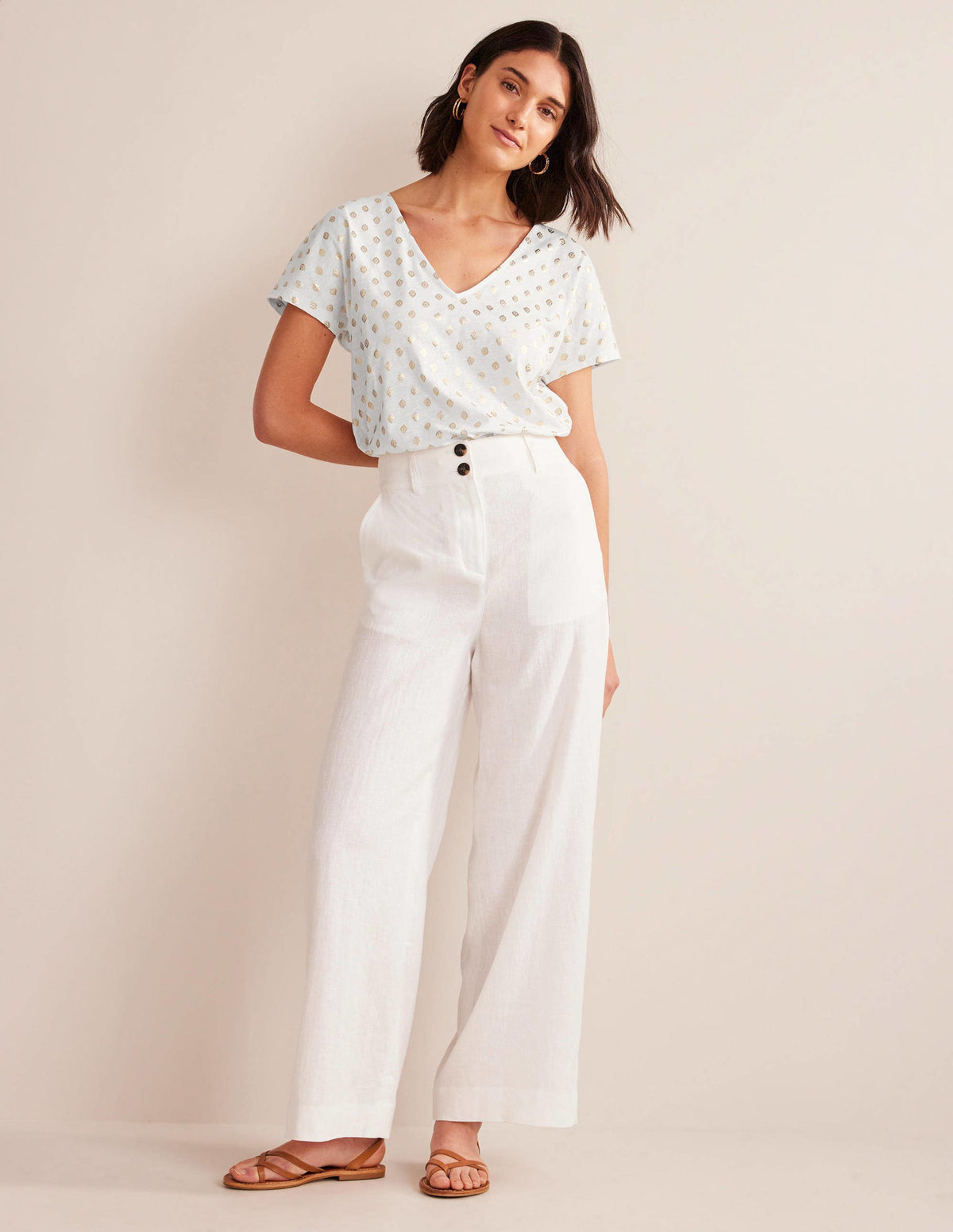Tie Back Jersey Top-White, Tranquil Leaf - Image 4