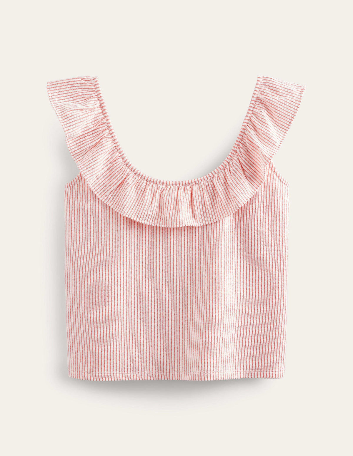Seersucker Frill Stripe Top-Vermillion/White Stripe-5