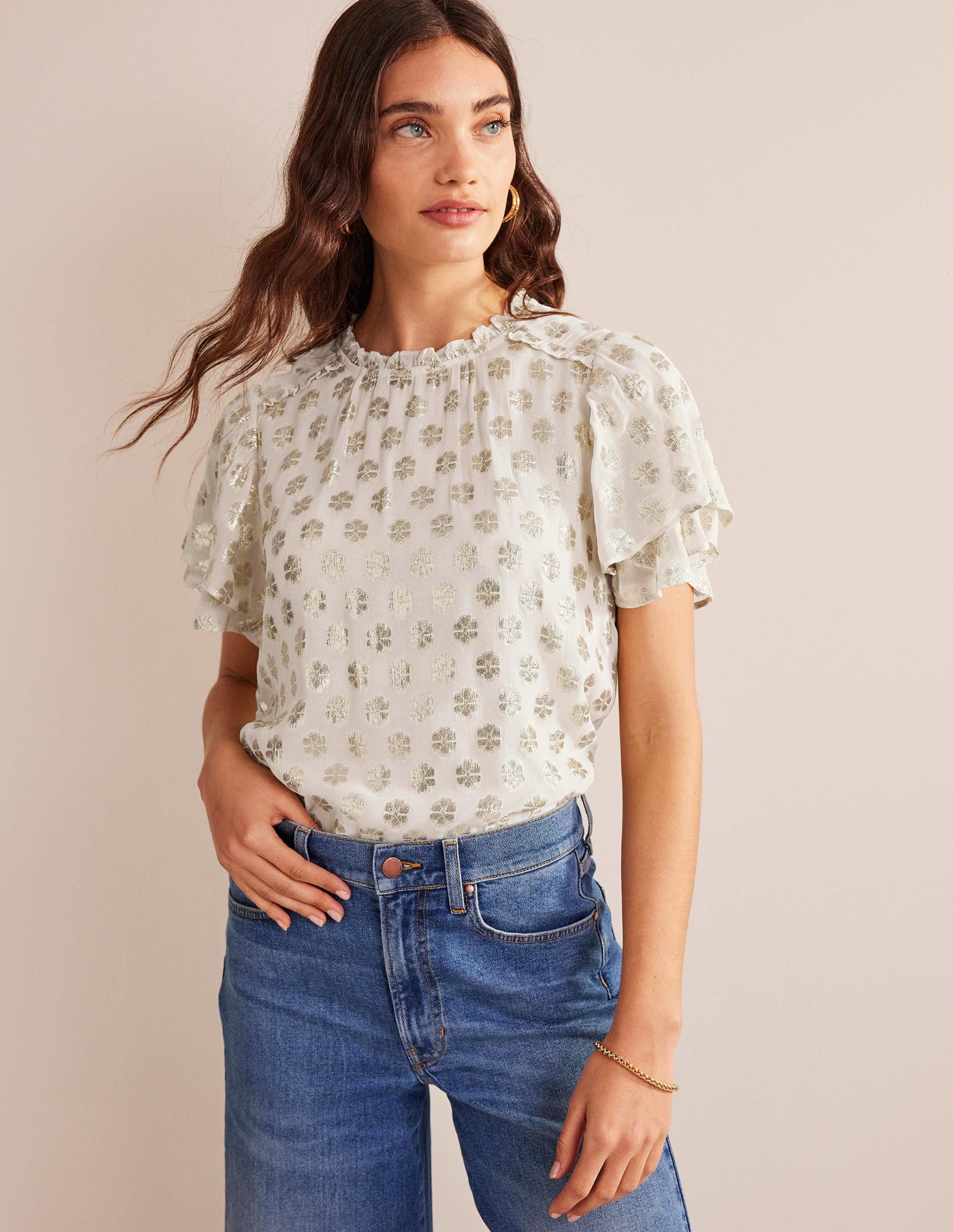 Multi Ruffle Top-Ivory - Image 4